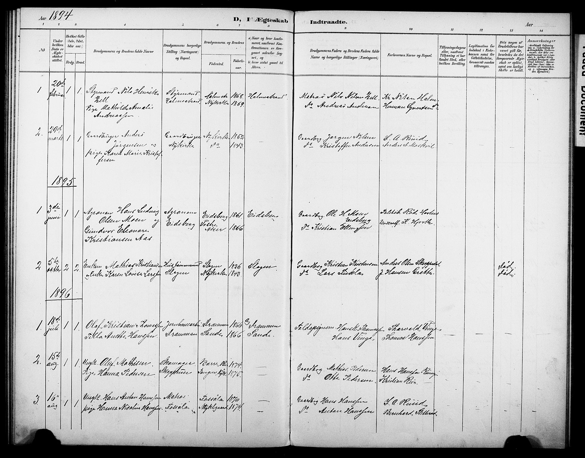 Borre kirkebøker, AV/SAKO-A-338/G/Gb/L0003: Parish register (copy) no. II 3, 1893-1905