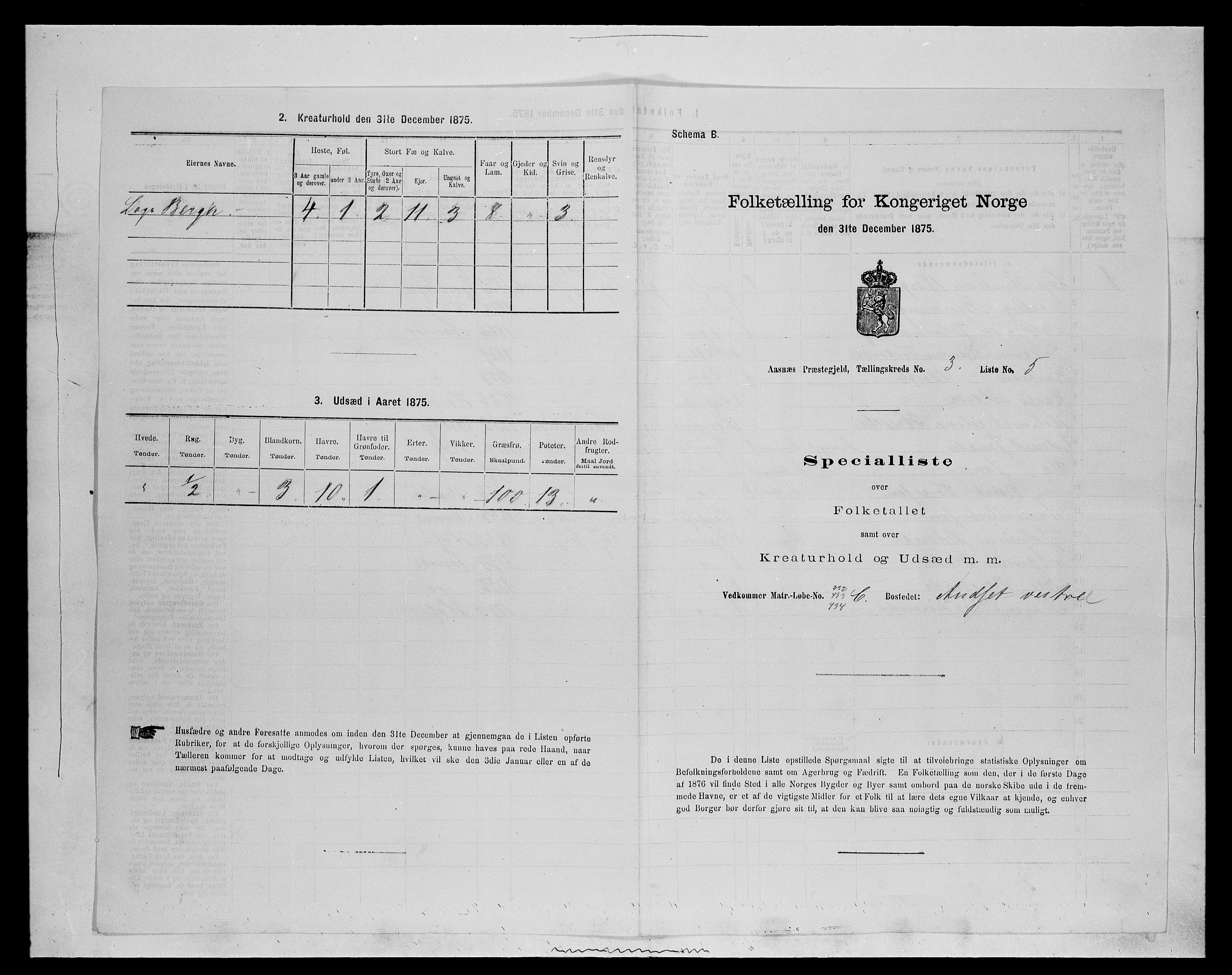 SAH, 1875 census for 0425P Åsnes, 1875, p. 314