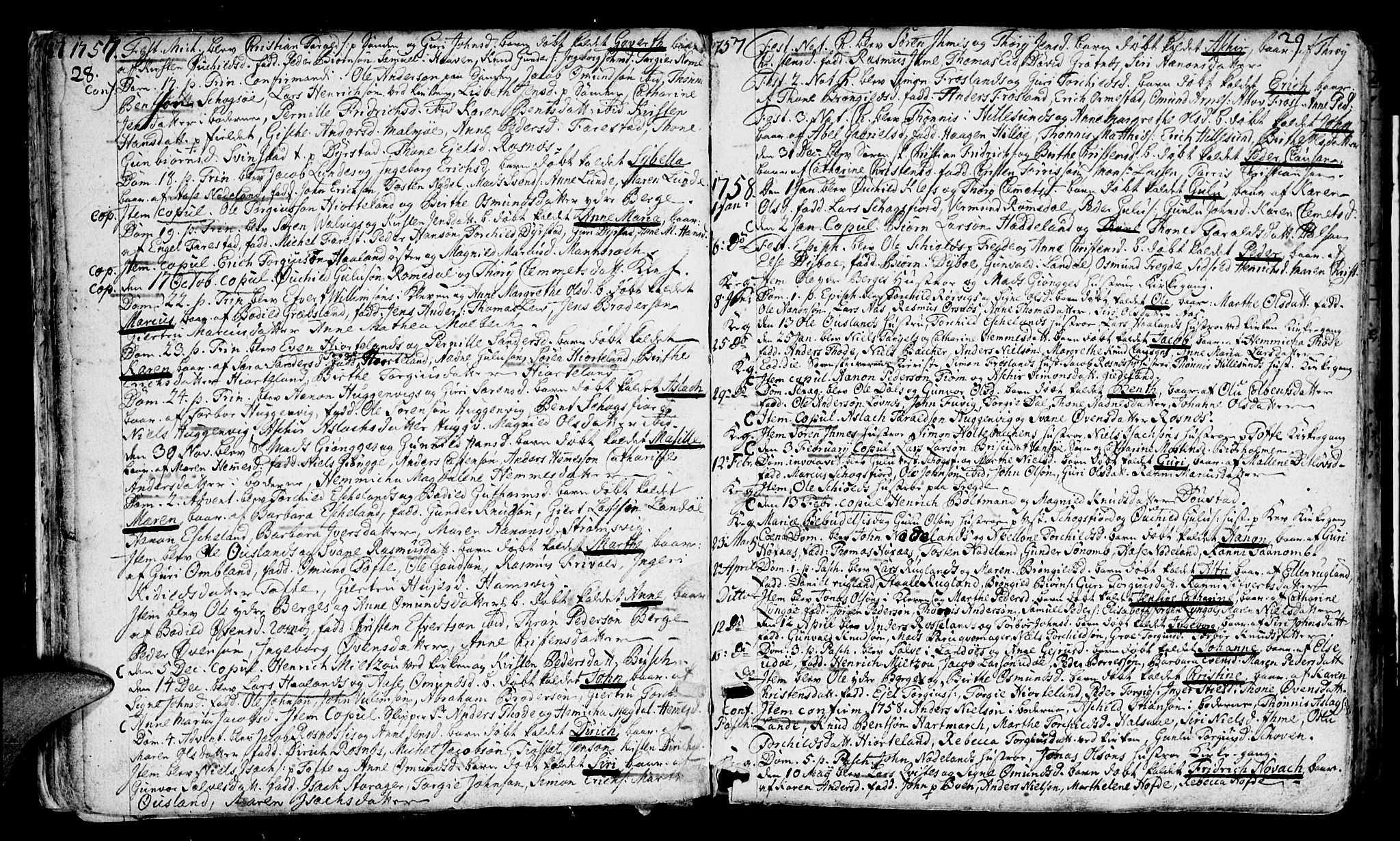 Mandal sokneprestkontor, SAK/1111-0030/F/Fa/Faa/L0003: Parish register (official) no. A 3, 1748-1794, p. 28-29