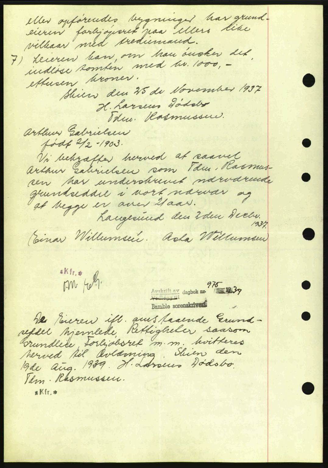 Bamble sorenskriveri, AV/SAKO-A-214/G/Ga/Gag/L0002: Mortgage book no. A-2, 1937-1938, Diary no: : 4/1938