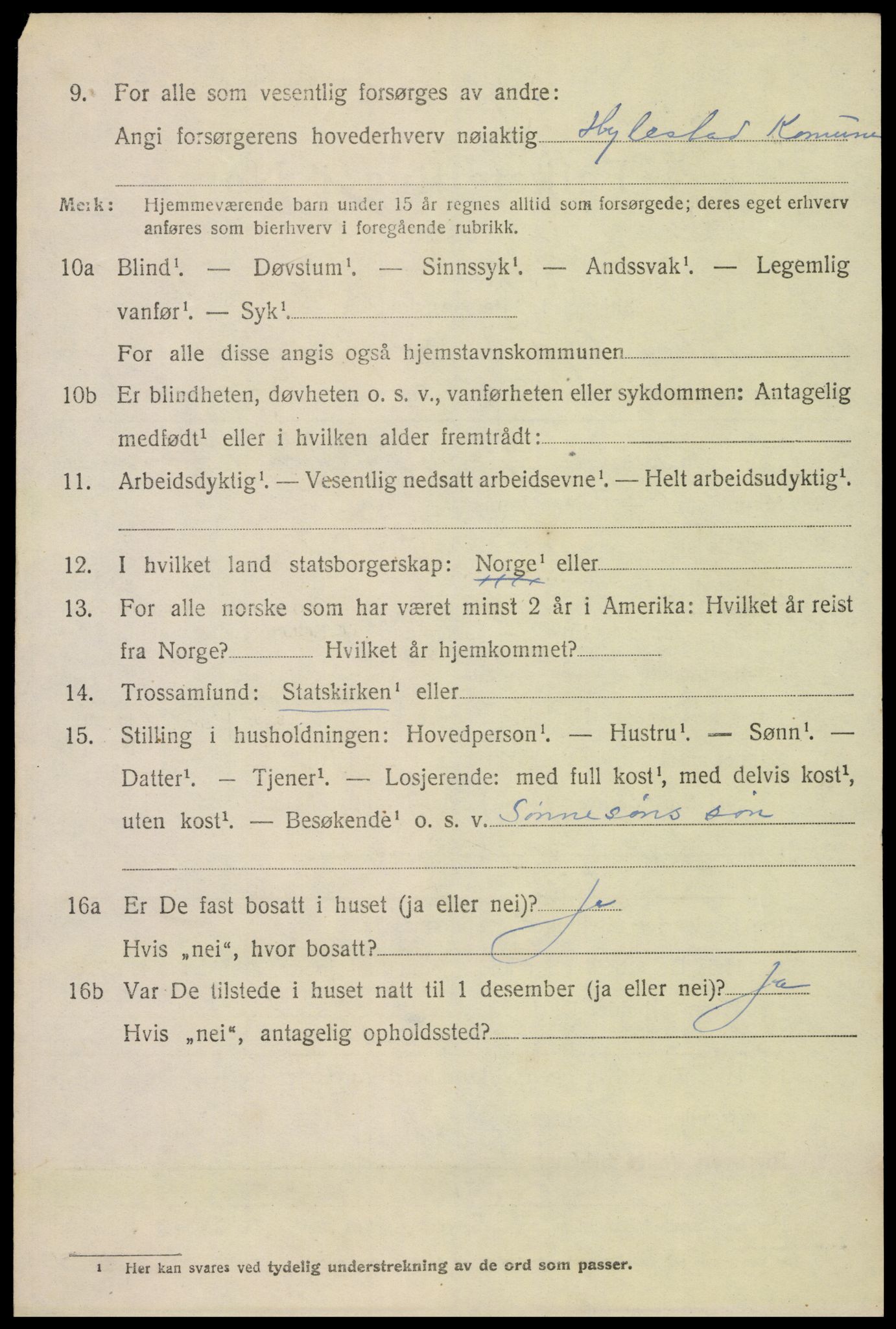 SAK, 1920 census for Hylestad, 1920, p. 763