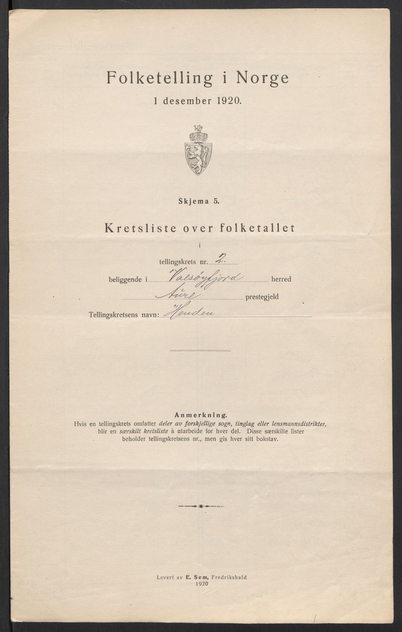 SAT, 1920 census for Valsøyfjord, 1920, p. 12