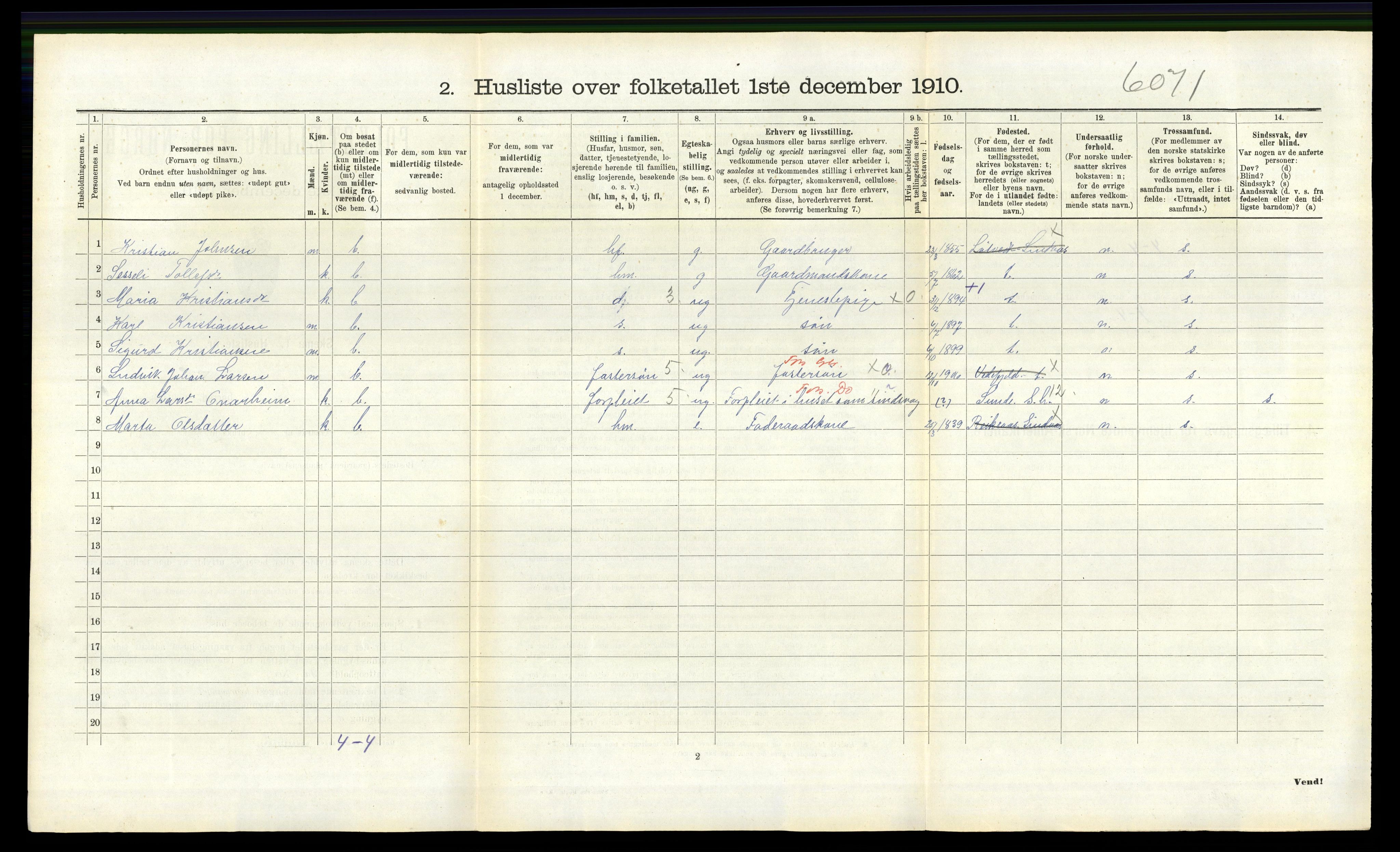 RA, 1910 census for Lindås, 1910, p. 963