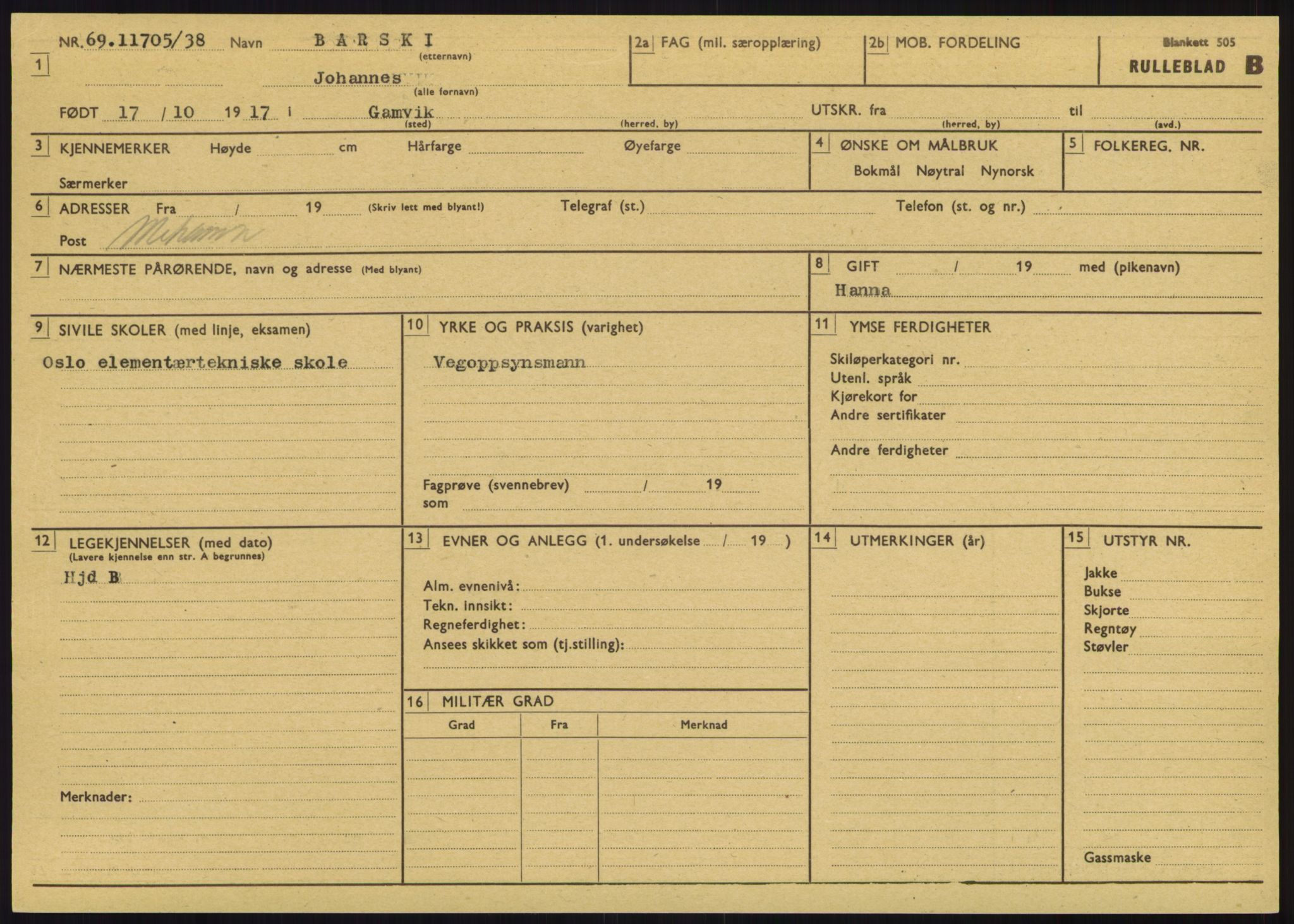 Forsvaret, Varanger bataljon, AV/RA-RAFA-2258/1/D/L0446: Rulleblad for menige født 1917-1919, 1917-1919, p. 26