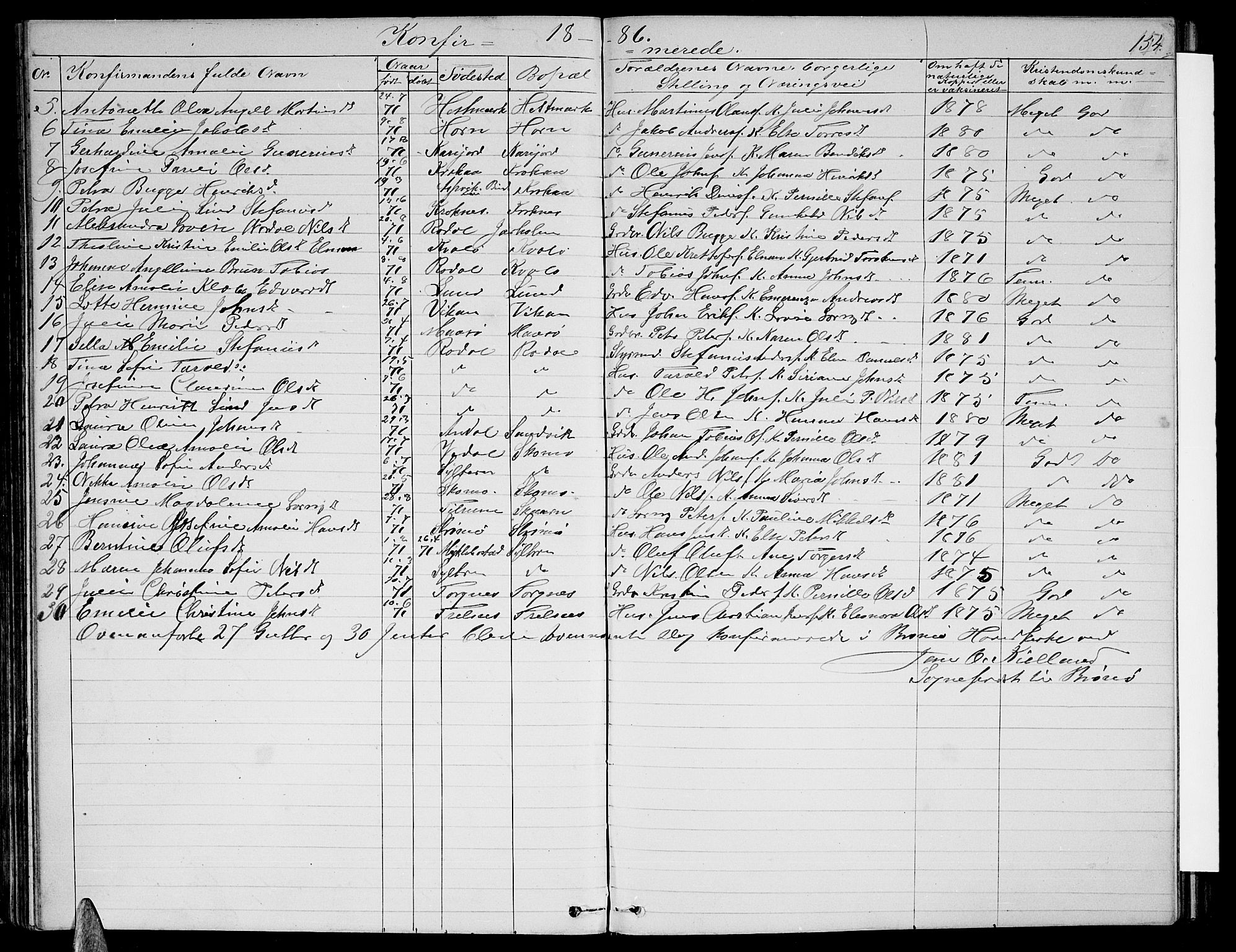 Ministerialprotokoller, klokkerbøker og fødselsregistre - Nordland, SAT/A-1459/813/L0212: Parish register (copy) no. 813C04, 1864-1886, p. 154