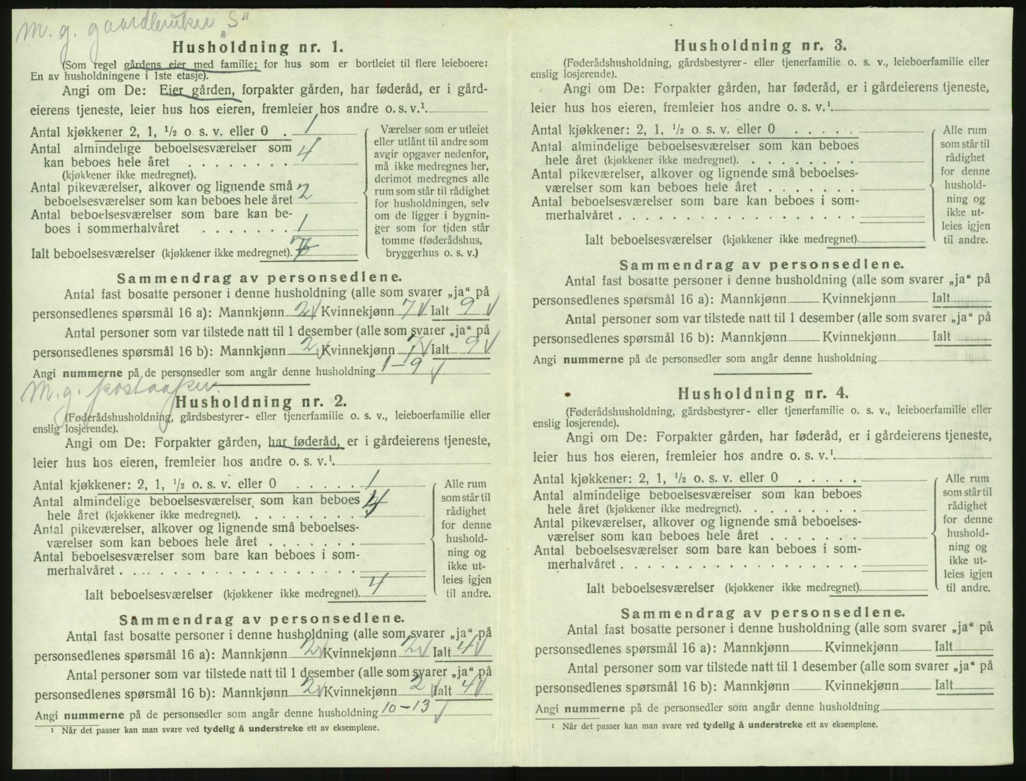 SAK, 1920 census for Bygland, 1920, p. 718