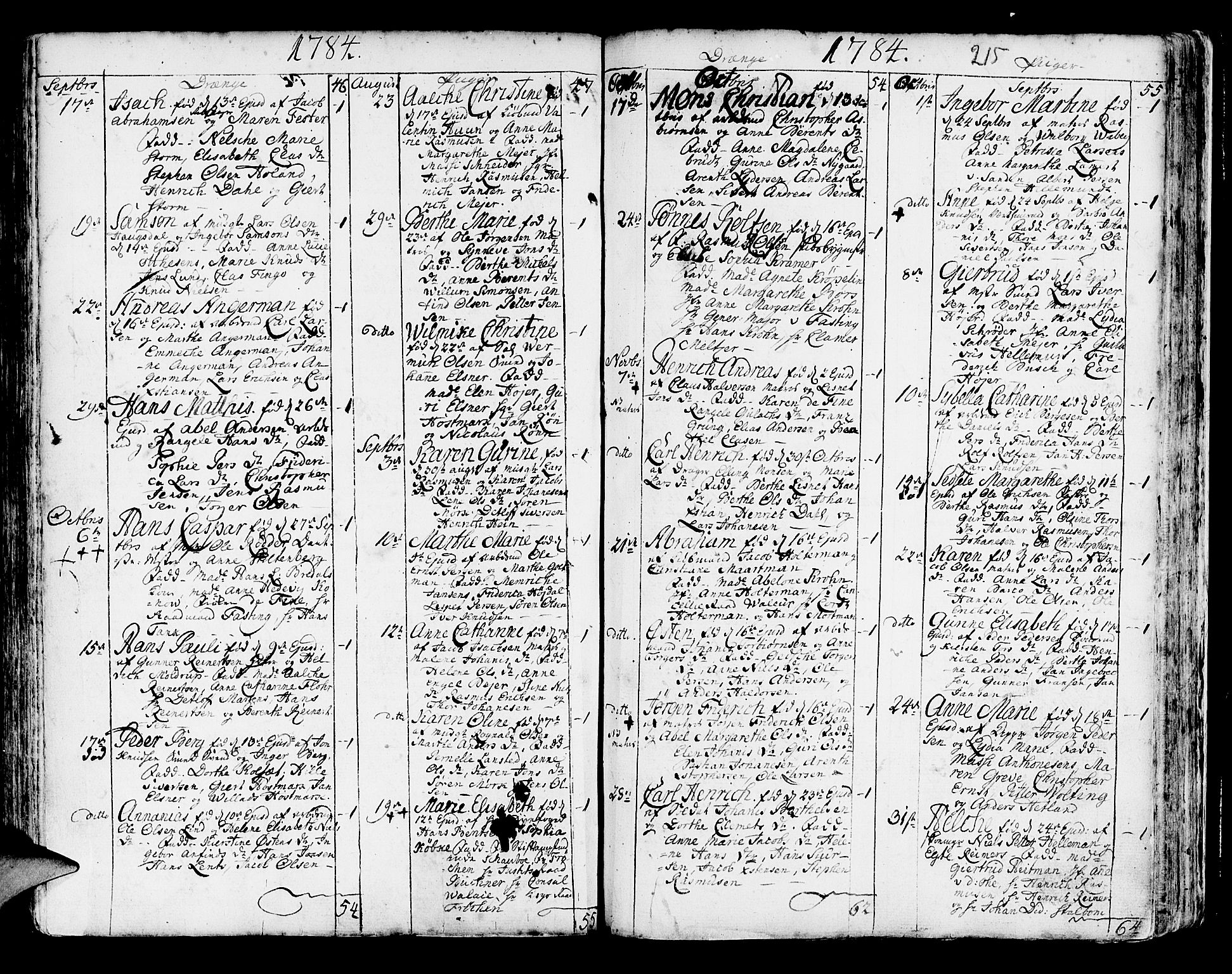 Korskirken sokneprestembete, SAB/A-76101/H/Haa/L0005: Parish register (official) no. A 5, 1751-1789, p. 215