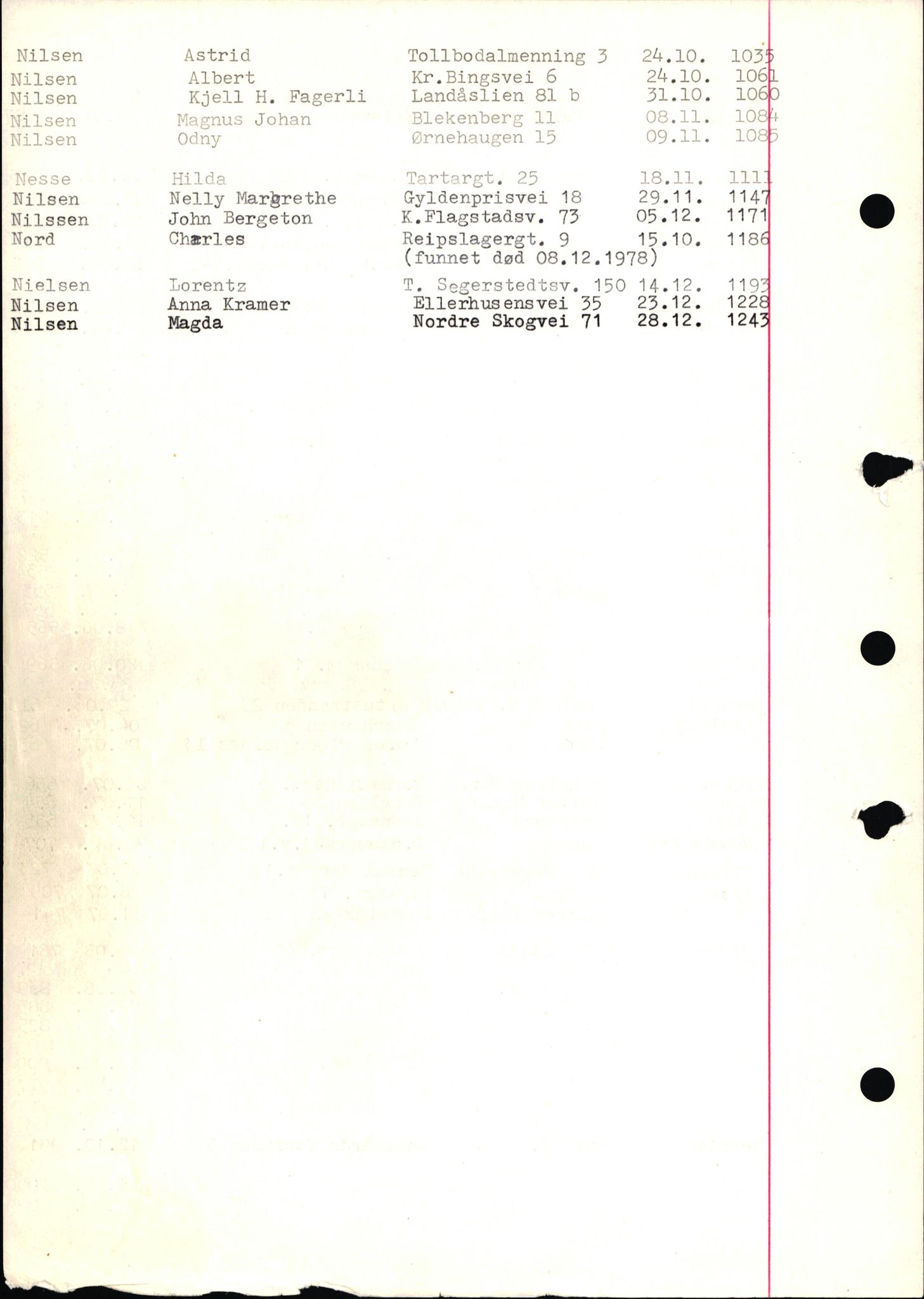 Byfogd og Byskriver i Bergen, SAB/A-3401/06/06Nb/L0018: Register til dødsfalljournaler, 1978, p. 21