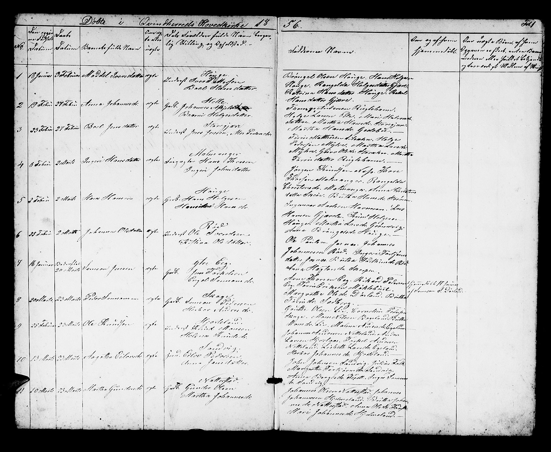 Kvinnherad sokneprestembete, SAB/A-76401/H/Hab: Parish register (copy) no. A 1, 1856-1873, p. 1