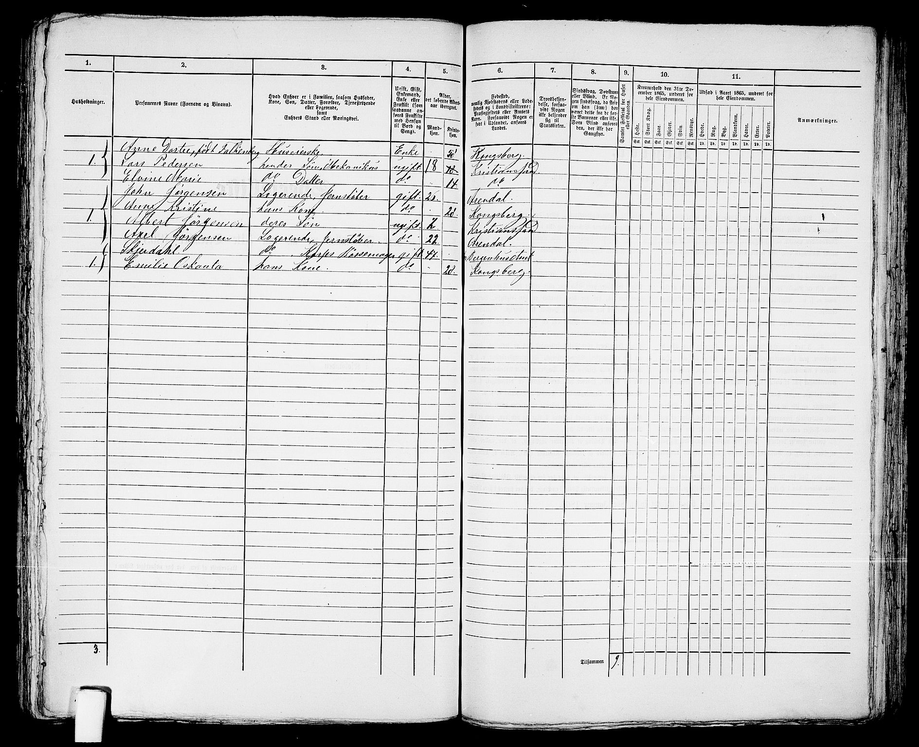RA, 1865 census for Kristiansand, 1865, p. 1428