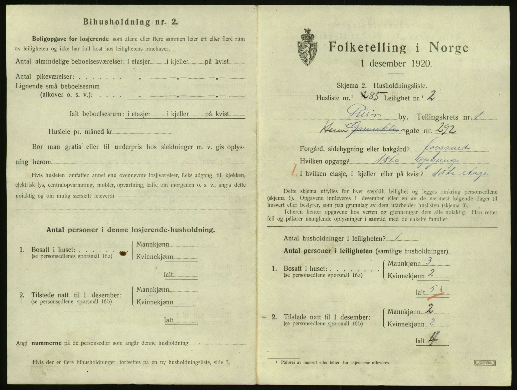SAK, 1920 census for Risør, 1920, p. 1551