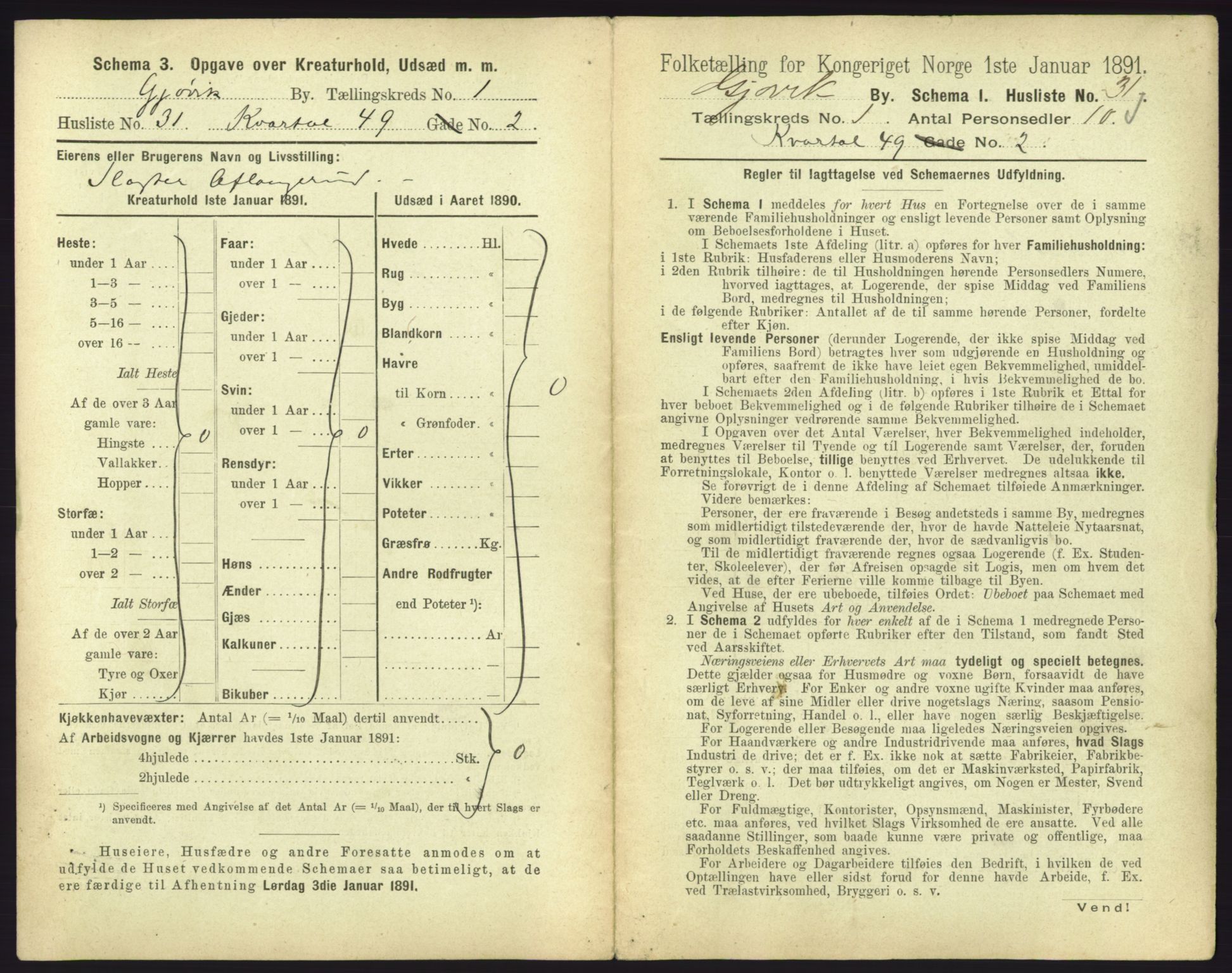 RA, 1891 census for 0502 Gjøvik, 1891, p. 78