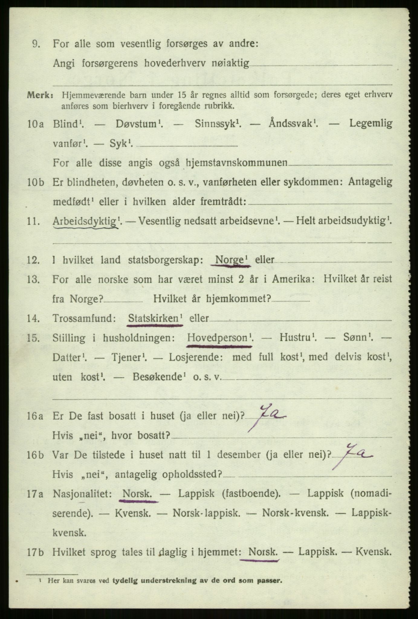 SATØ, 1920 census for Malangen, 1920, p. 2031