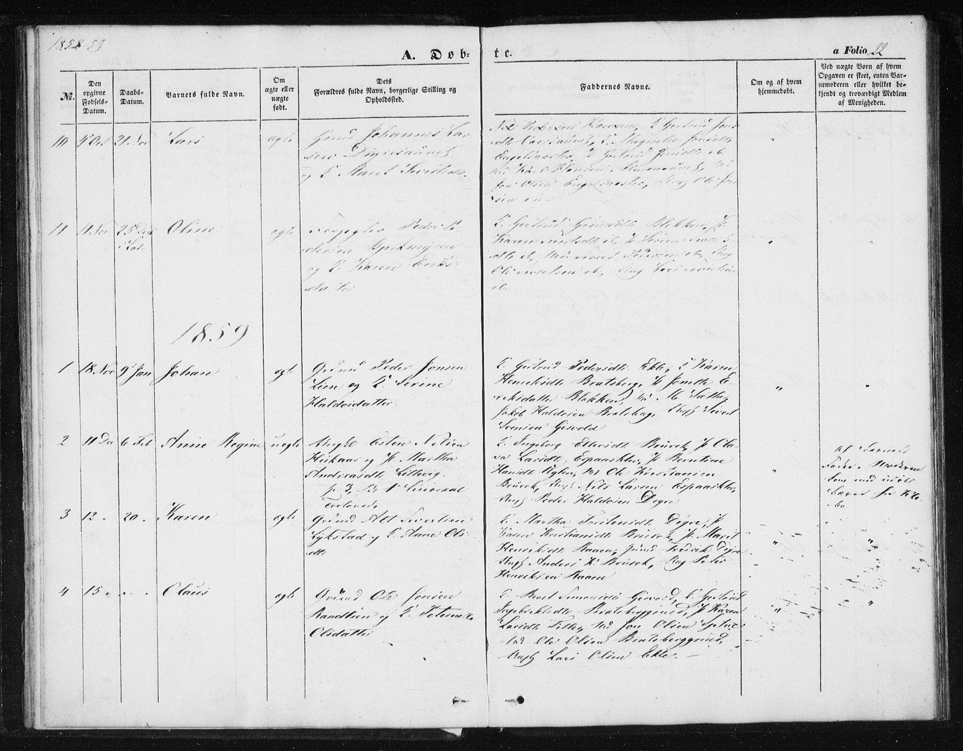 Ministerialprotokoller, klokkerbøker og fødselsregistre - Sør-Trøndelag, SAT/A-1456/608/L0332: Parish register (official) no. 608A01, 1848-1861, p. 22