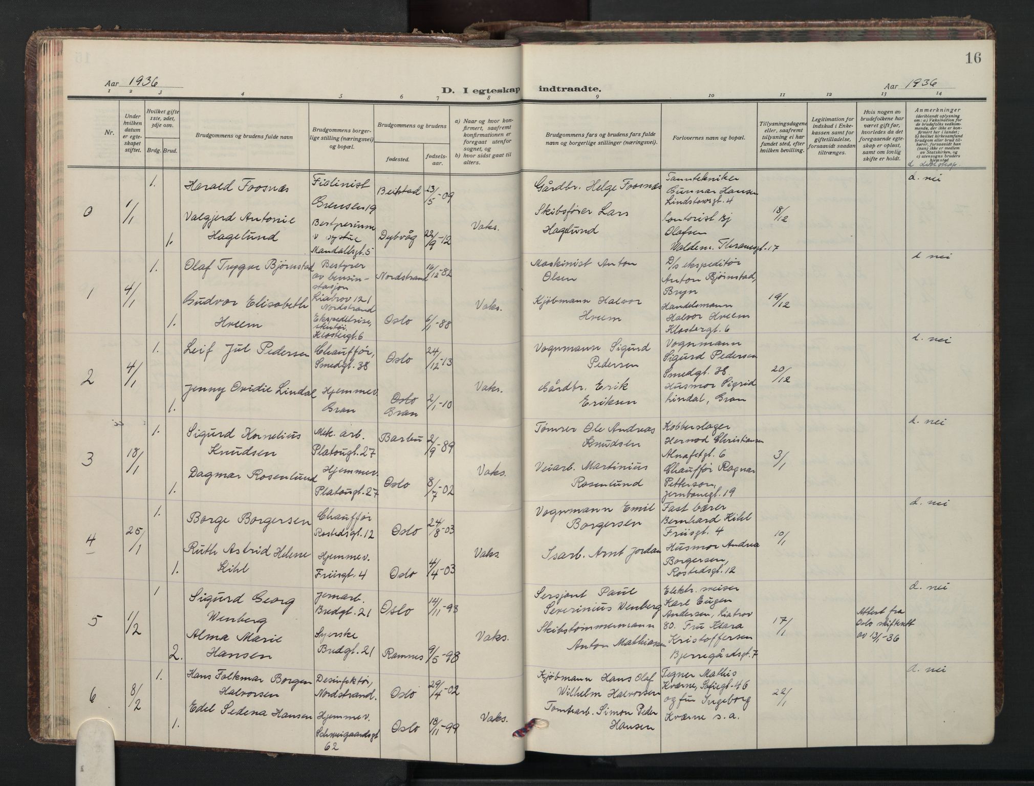 Grønland prestekontor Kirkebøker, SAO/A-10848/F/Fa/L0020: Parish register (official) no. 20, 1935-1946, p. 16