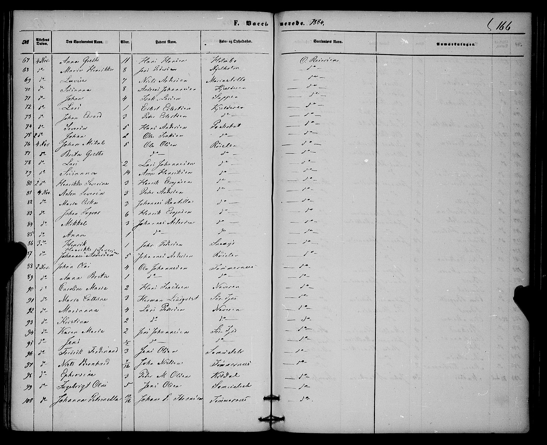 Skjervøy sokneprestkontor, SATØ/S-1300/H/Ha/Haa/L0013kirke: Parish register (official) no. 13, 1863-1877, p. 166