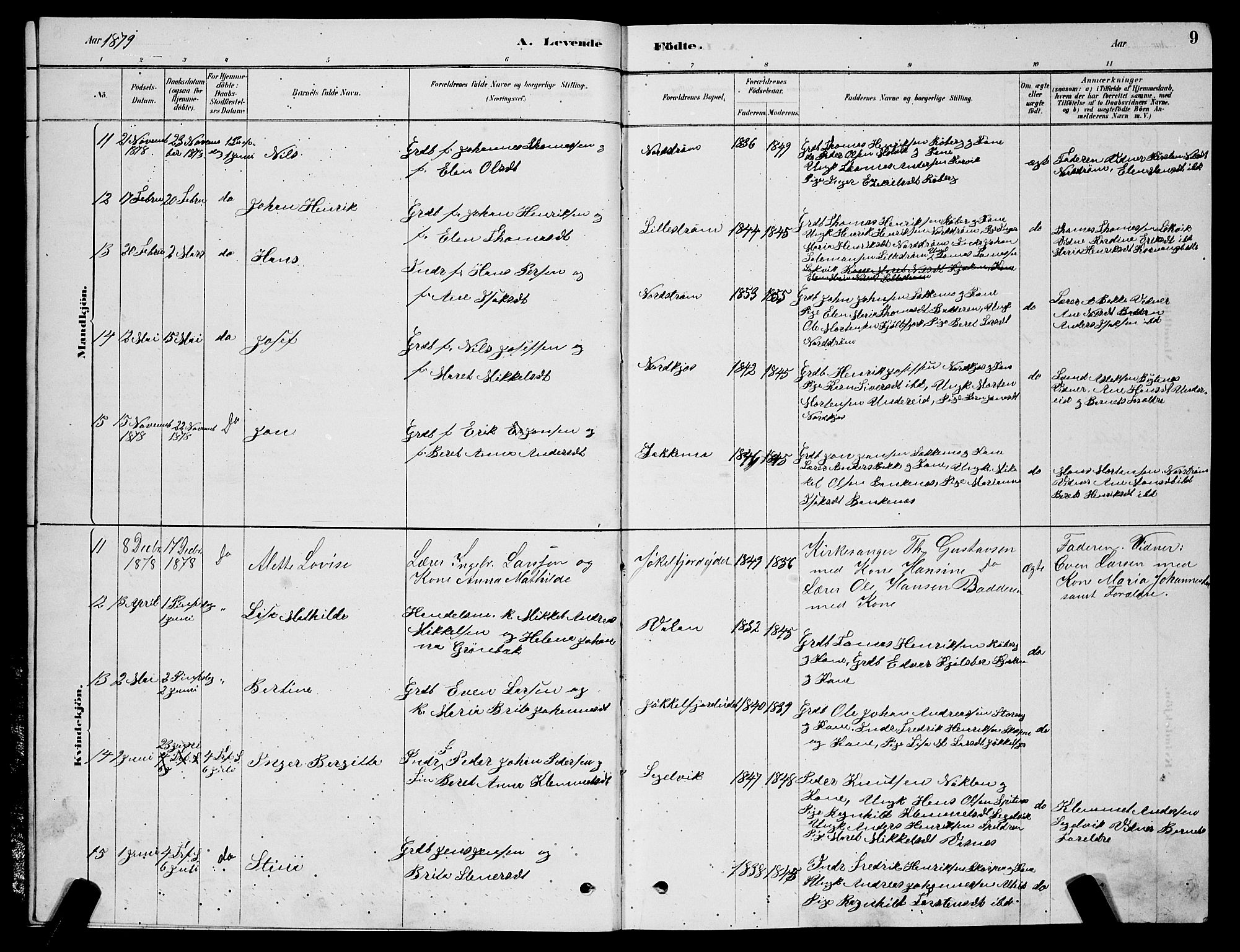 Skjervøy sokneprestkontor, SATØ/S-1300/H/Ha/Hab/L0015klokker: Parish register (copy) no. 15, 1878-1890, p. 9