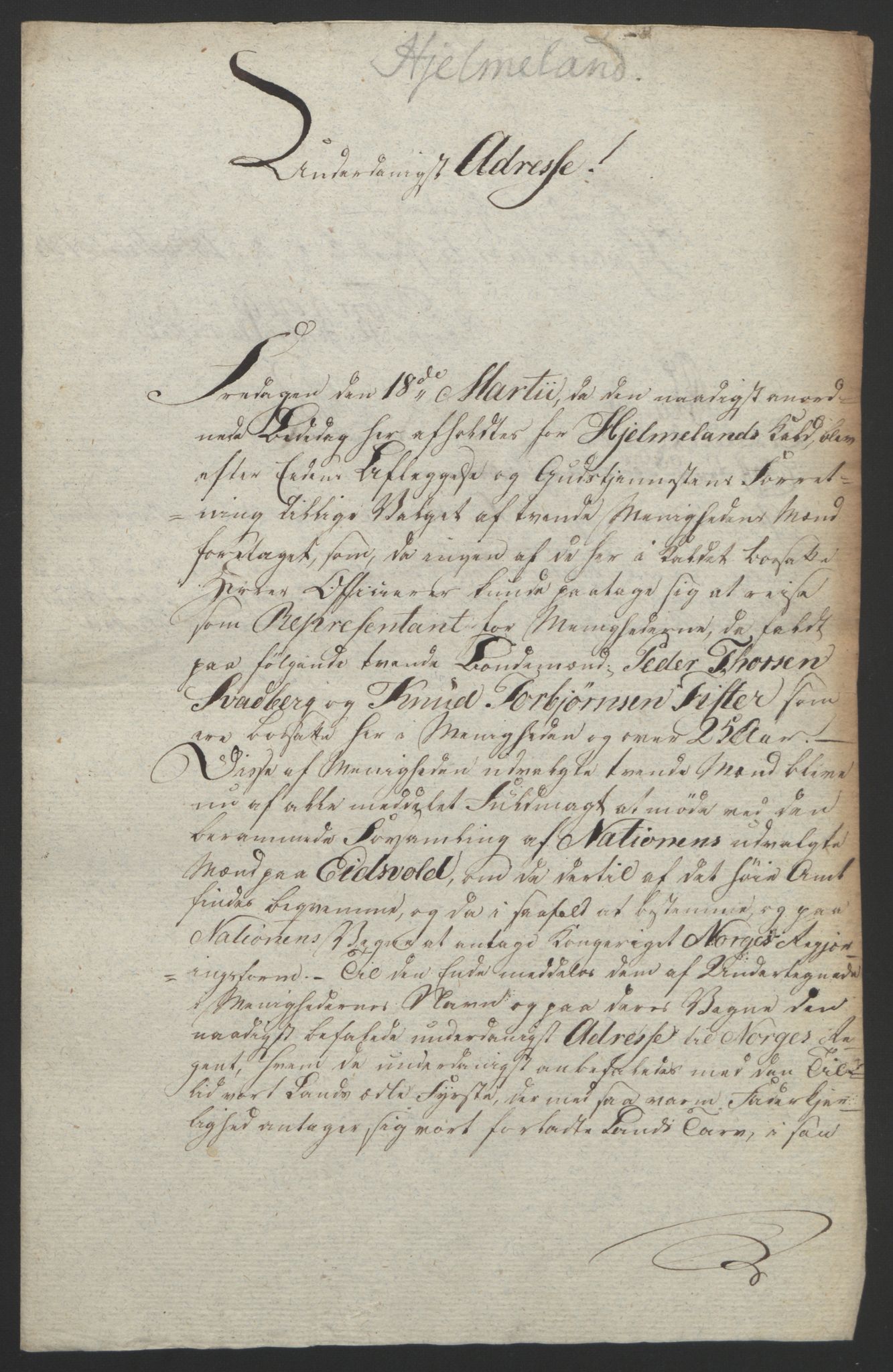 Statsrådssekretariatet, RA/S-1001/D/Db/L0008: Fullmakter for Eidsvollsrepresentantene i 1814. , 1814, p. 227
