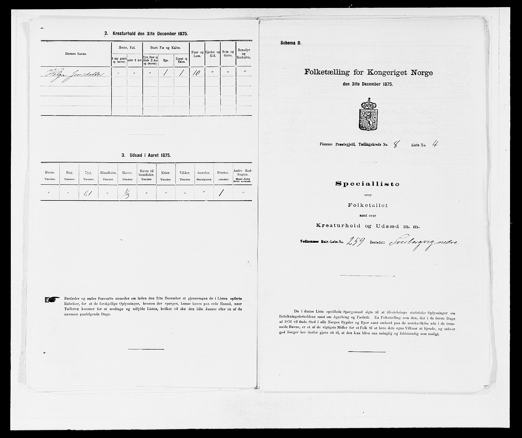 SAB, 1875 census for 1218P Finnås, 1875, p. 869