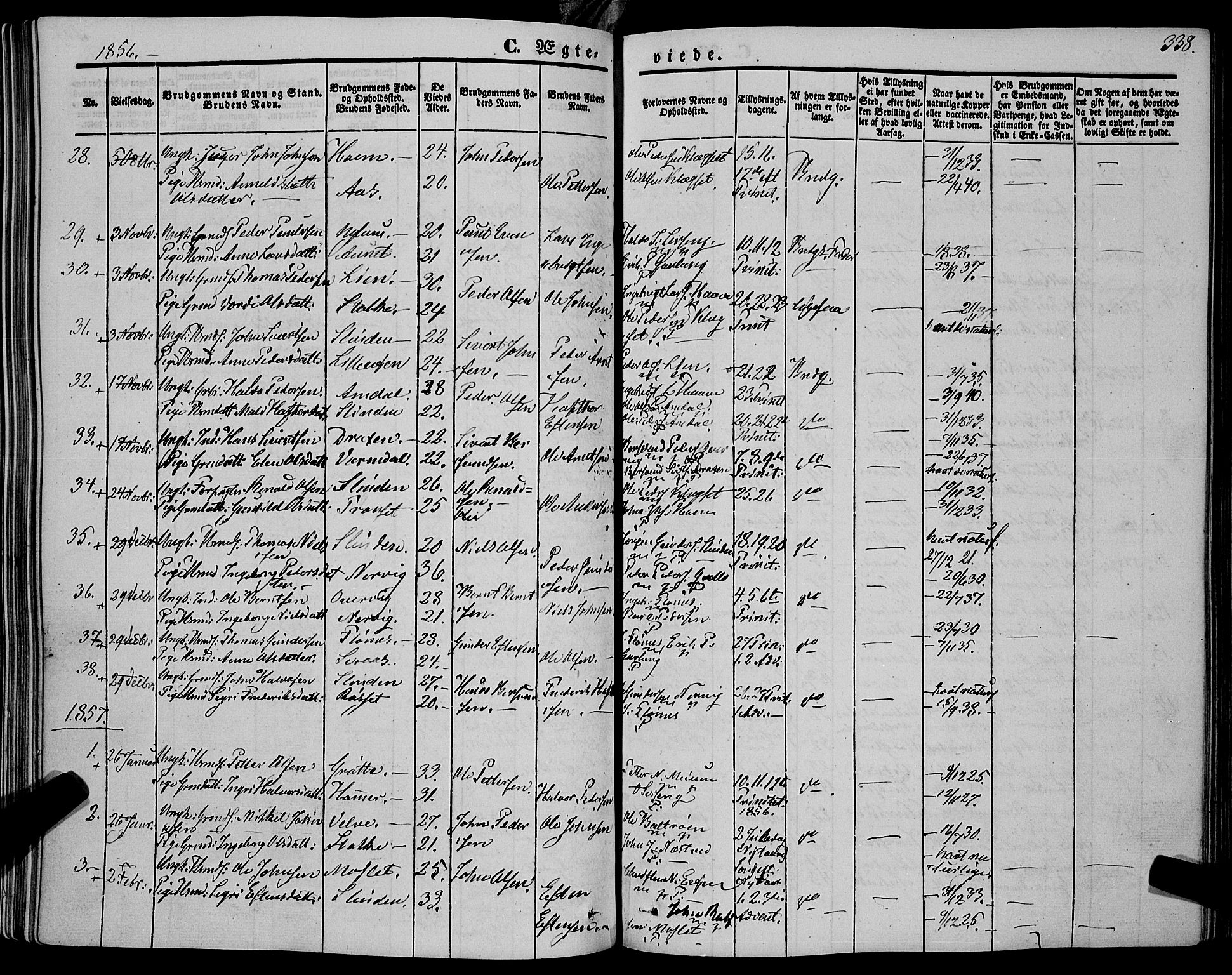 Ministerialprotokoller, klokkerbøker og fødselsregistre - Sør-Trøndelag, SAT/A-1456/695/L1145: Parish register (official) no. 695A06 /1, 1843-1859, p. 338