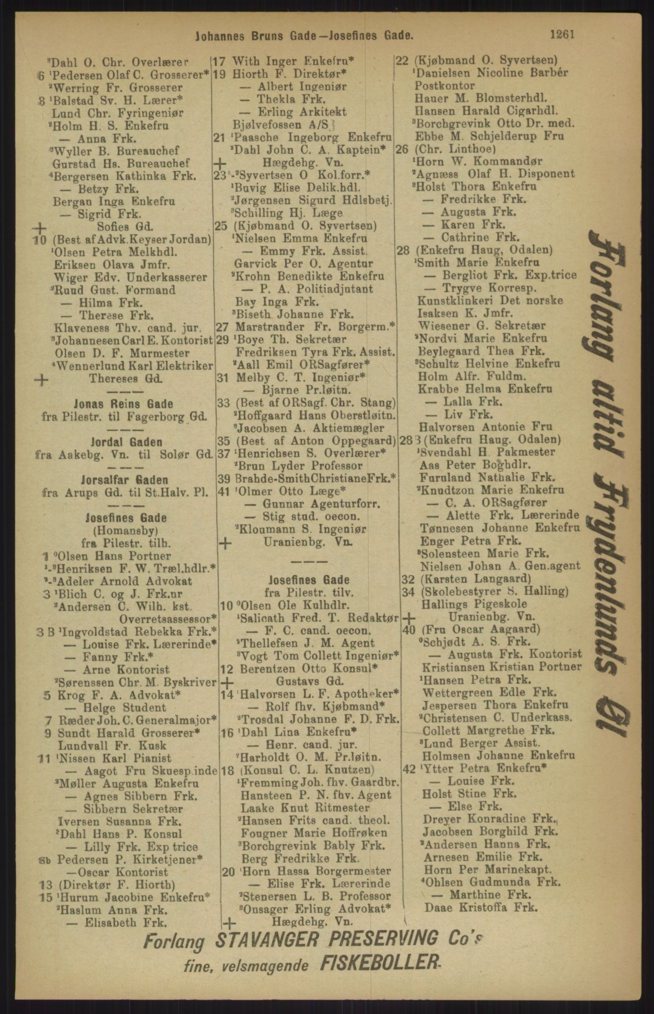 Kristiania/Oslo adressebok, PUBL/-, 1911, p. 1261