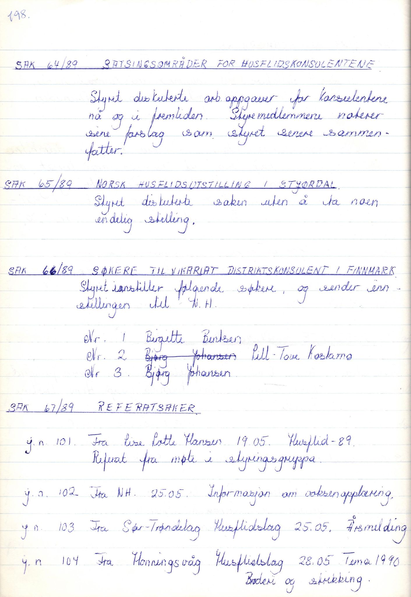 Finnmark Husflidslag, FMFB/A-1134/A/L0003: Møtebok, 1983-1994, p. 285