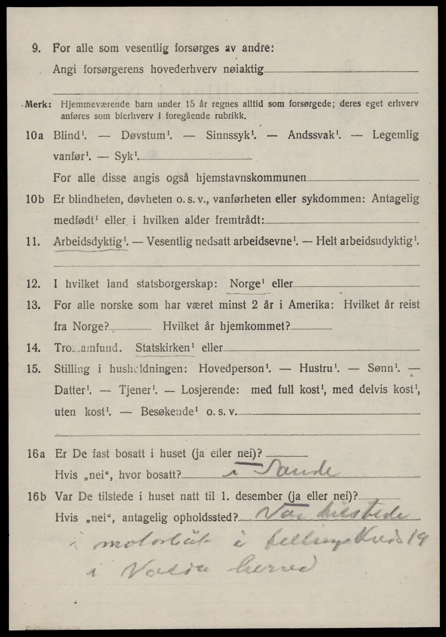 SAT, 1920 census for Volda, 1920, p. 10507