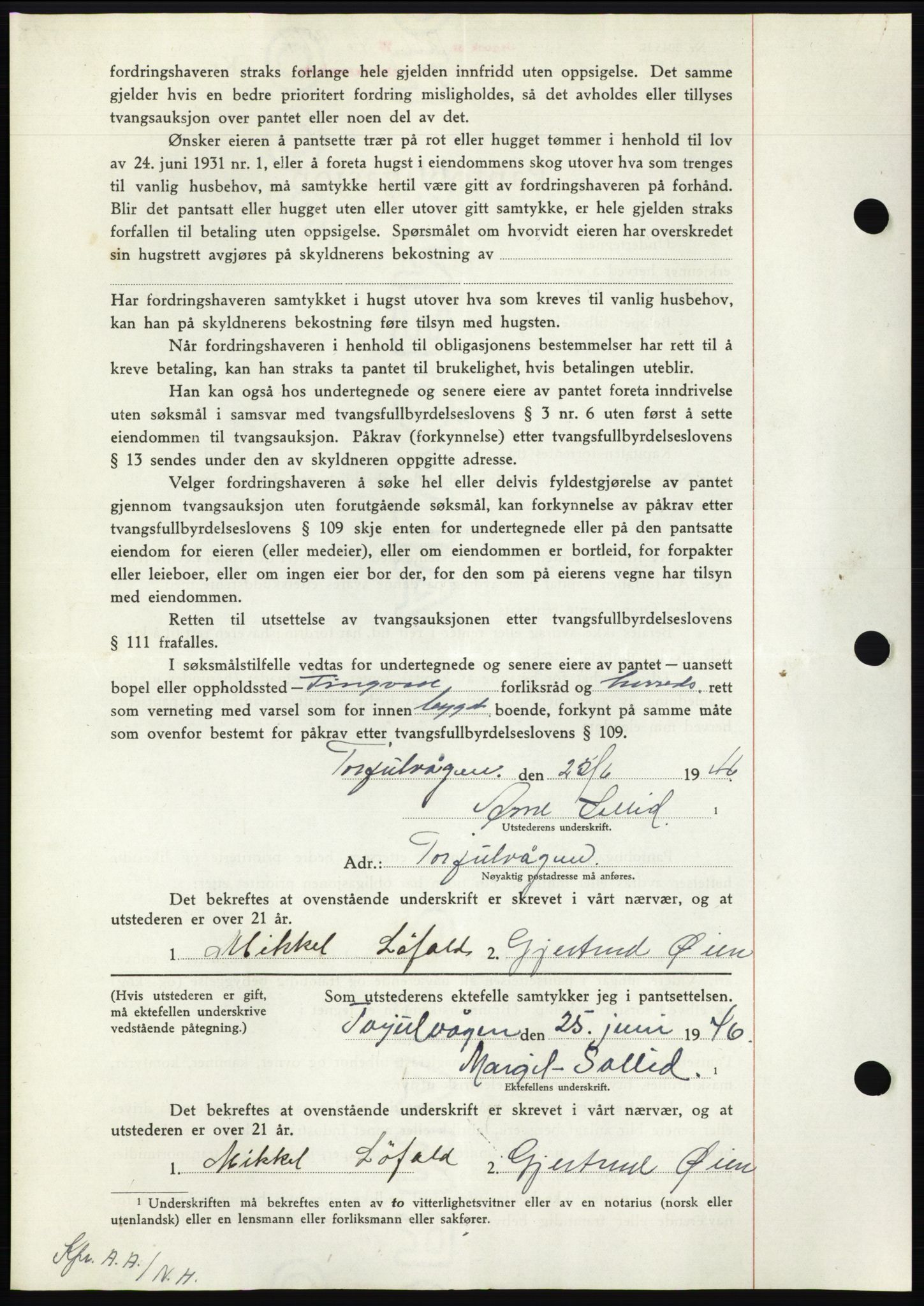 Nordmøre sorenskriveri, AV/SAT-A-4132/1/2/2Ca: Mortgage book no. B94, 1946-1946, Diary no: : 1391/1946