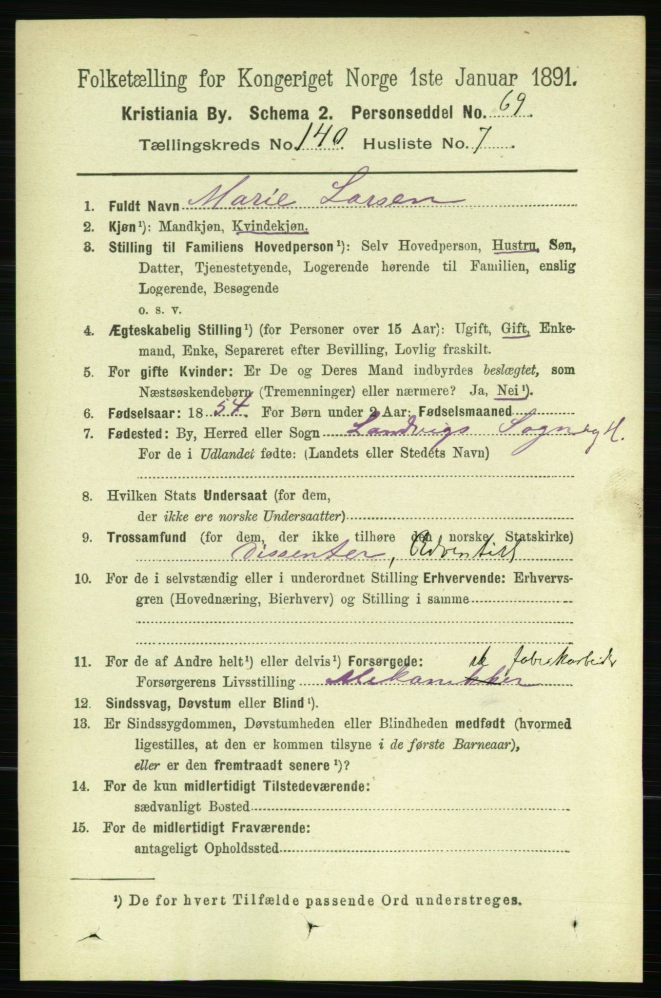 RA, 1891 census for 0301 Kristiania, 1891, p. 77846