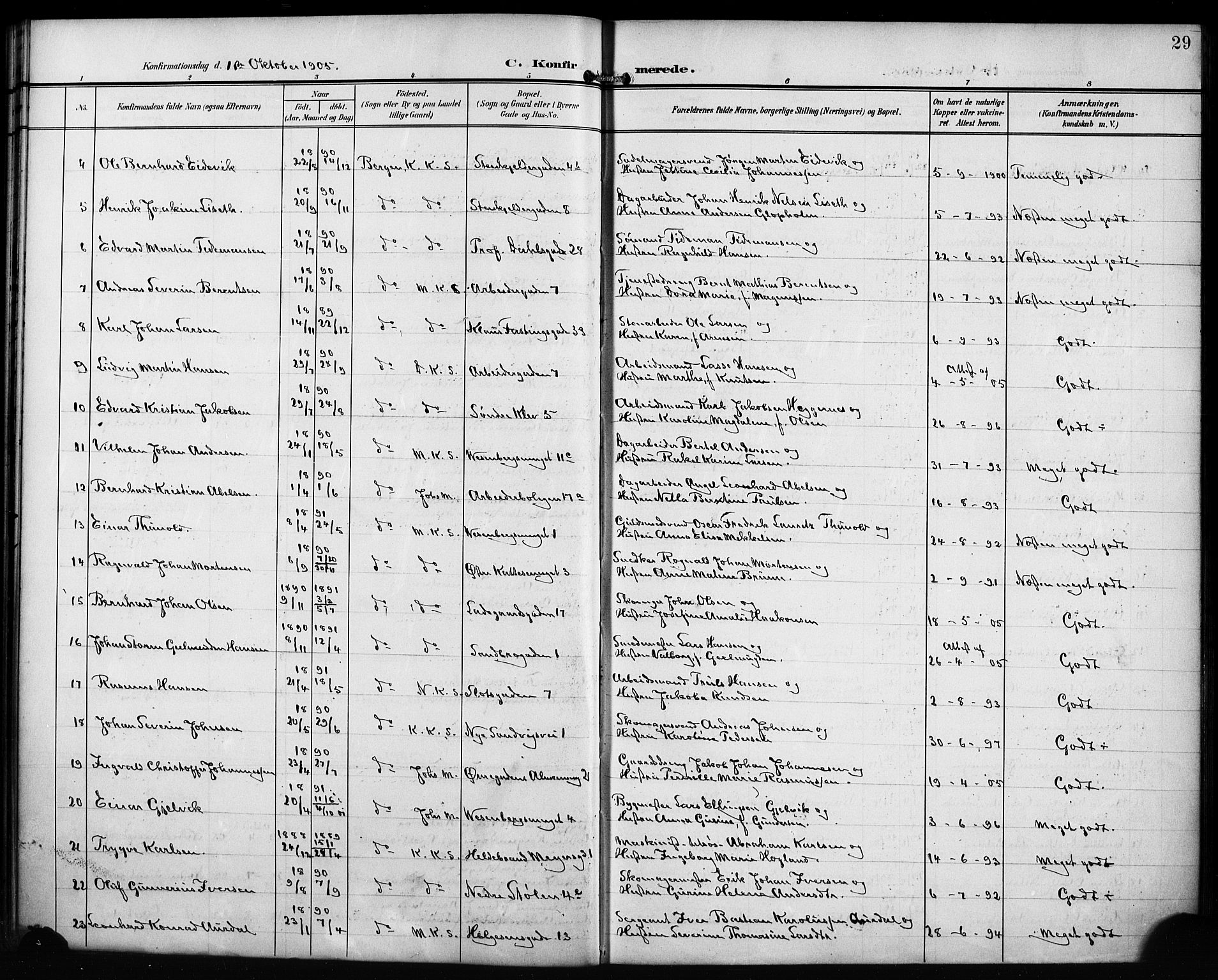 Mariakirken Sokneprestembete, AV/SAB-A-76901/H/Hab/L0009: Parish register (copy) no. A 9, 1901-1919, p. 29