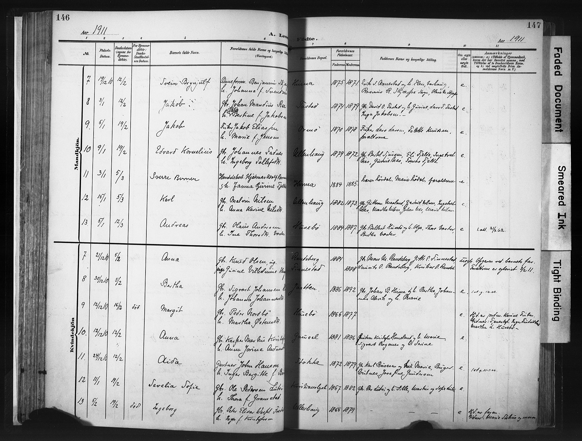 Hetland sokneprestkontor, AV/SAST-A-101826/30/30BA/L0013: Parish register (official) no. A 13, 1904-1918, p. 146-147