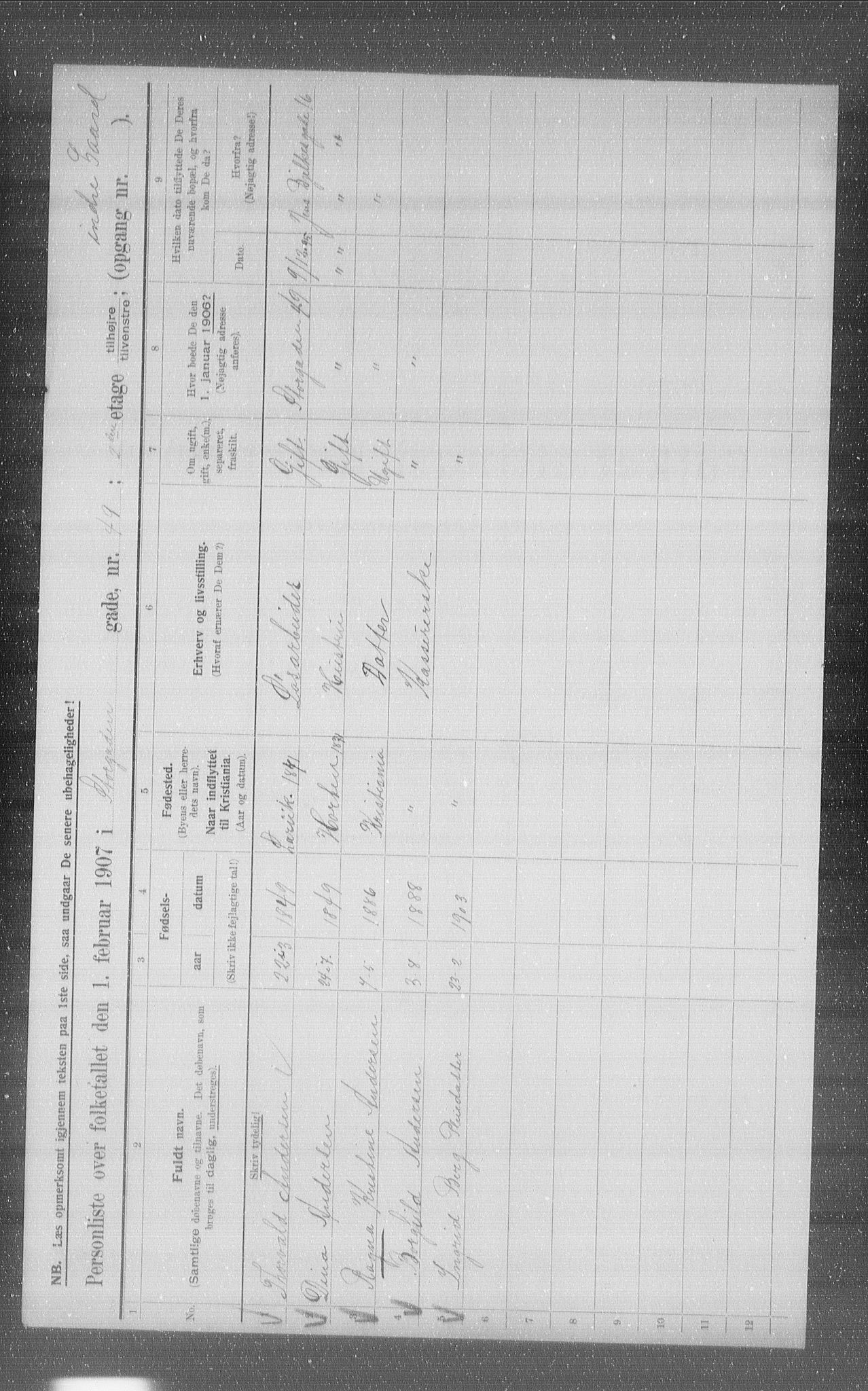 OBA, Municipal Census 1907 for Kristiania, 1907, p. 52721