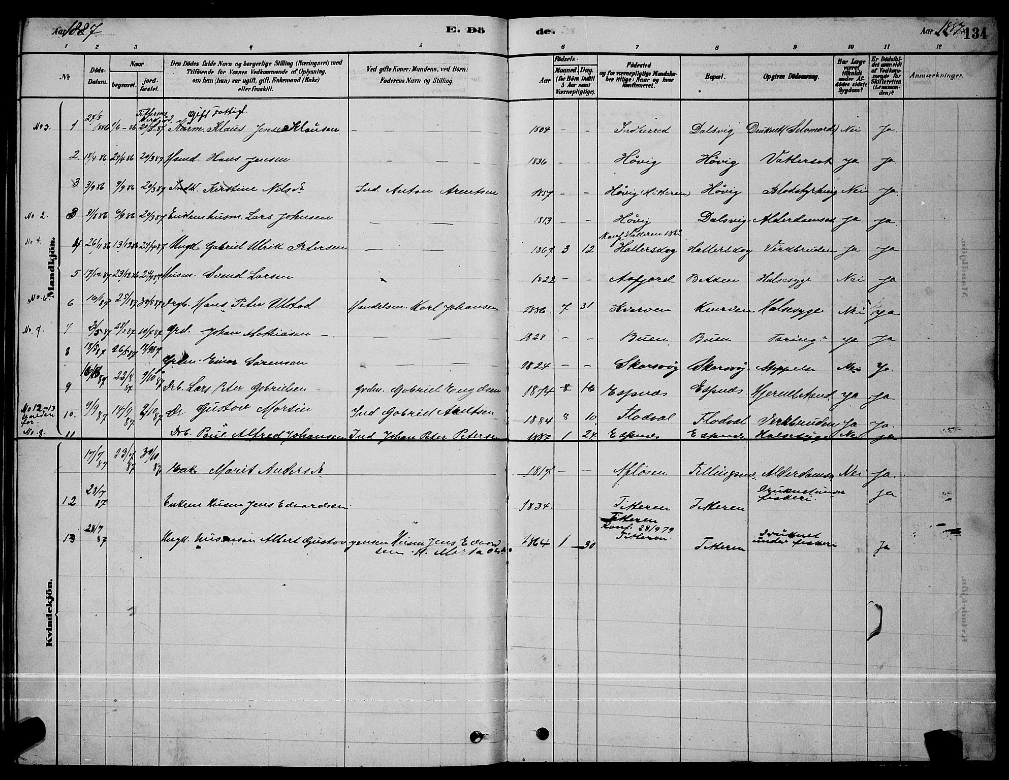 Ministerialprotokoller, klokkerbøker og fødselsregistre - Sør-Trøndelag, SAT/A-1456/641/L0597: Parish register (copy) no. 641C01, 1878-1893, p. 134