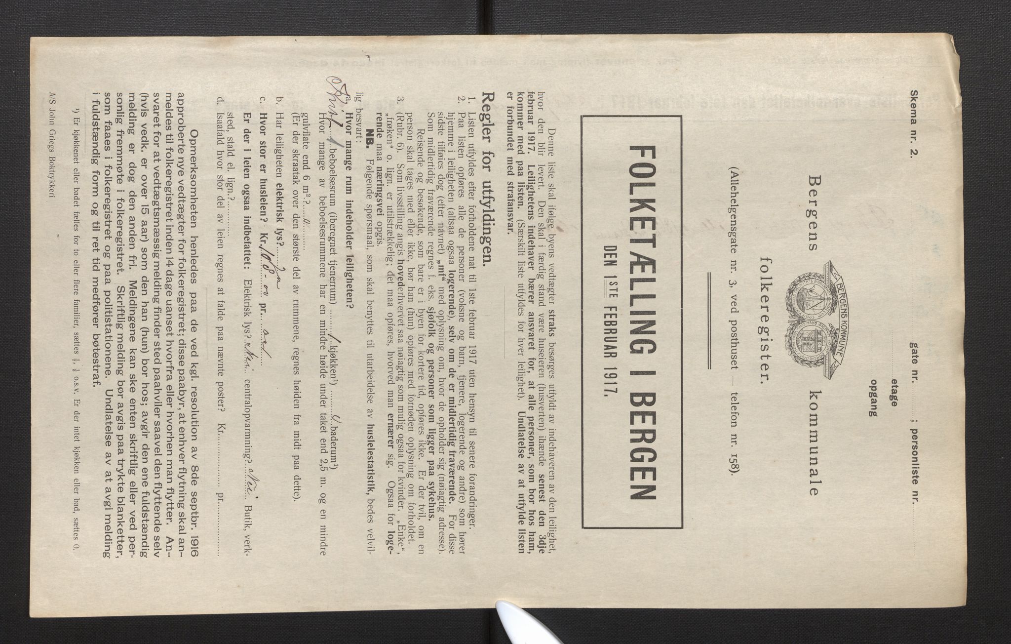 SAB, Municipal Census 1917 for Bergen, 1917, p. 1430