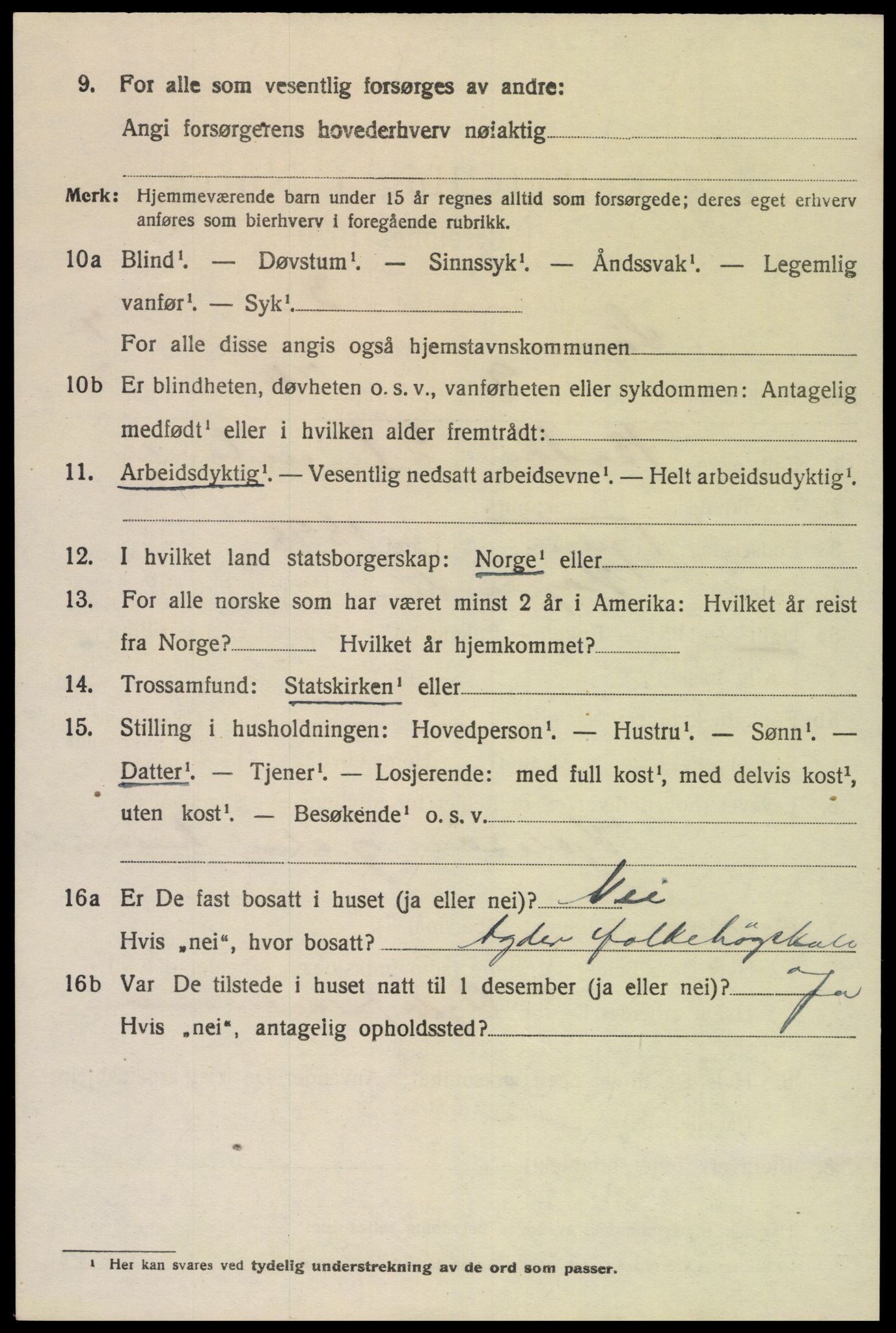 SAK, 1920 census for Søgne, 1920, p. 3562