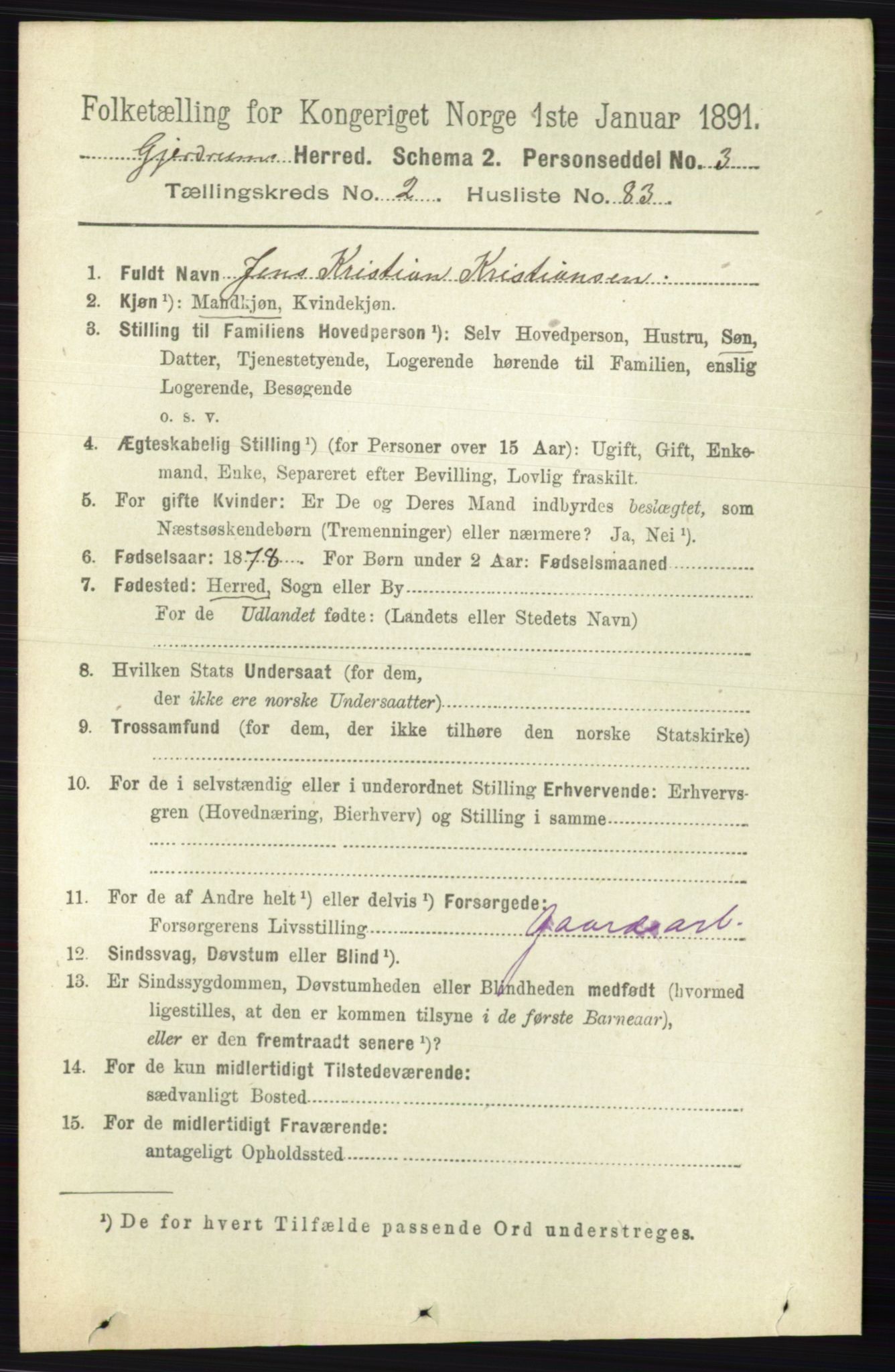 RA, 1891 census for 0234 Gjerdrum, 1891, p. 1061