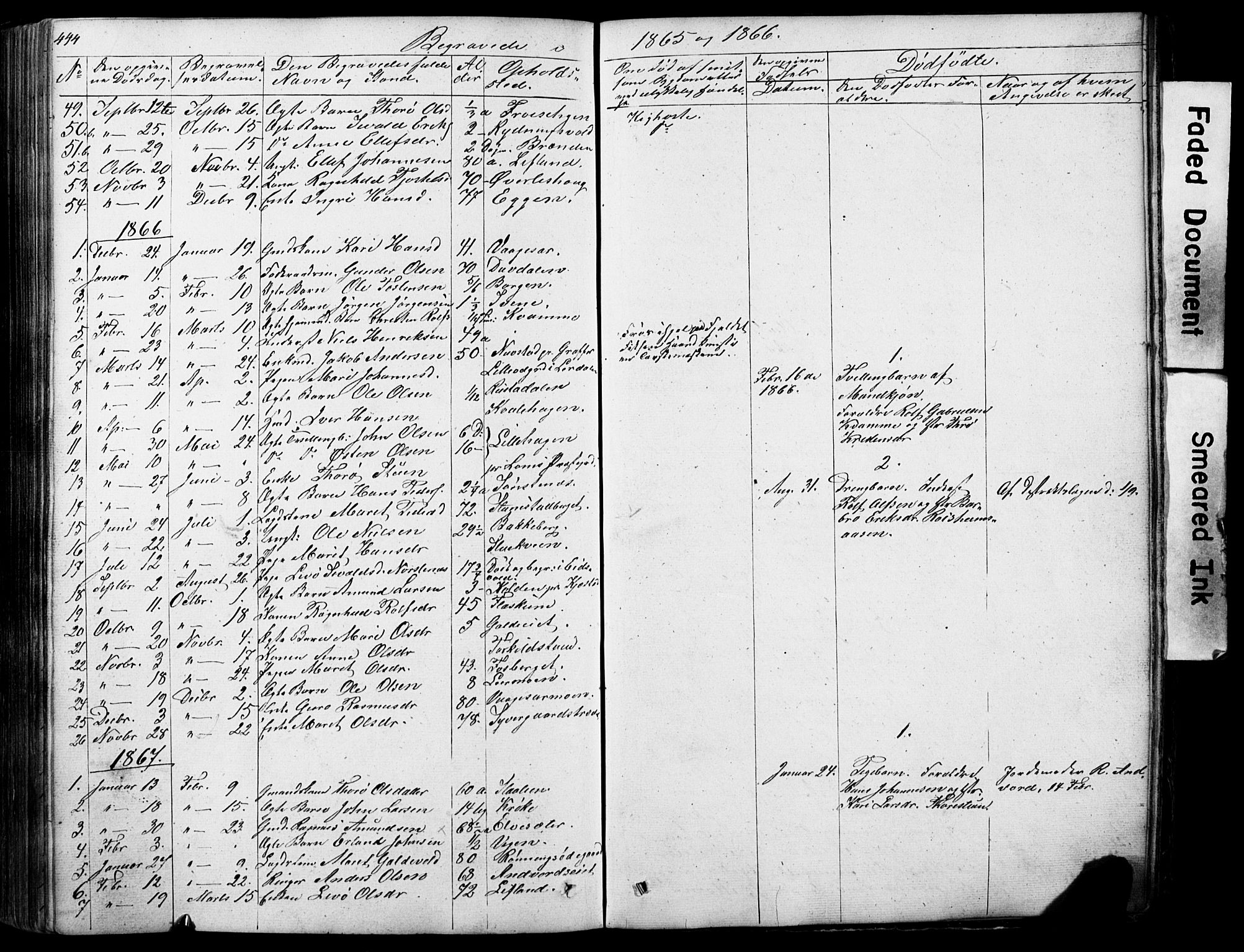Lom prestekontor, SAH/PREST-070/L/L0012: Parish register (copy) no. 12, 1845-1873, p. 444-445