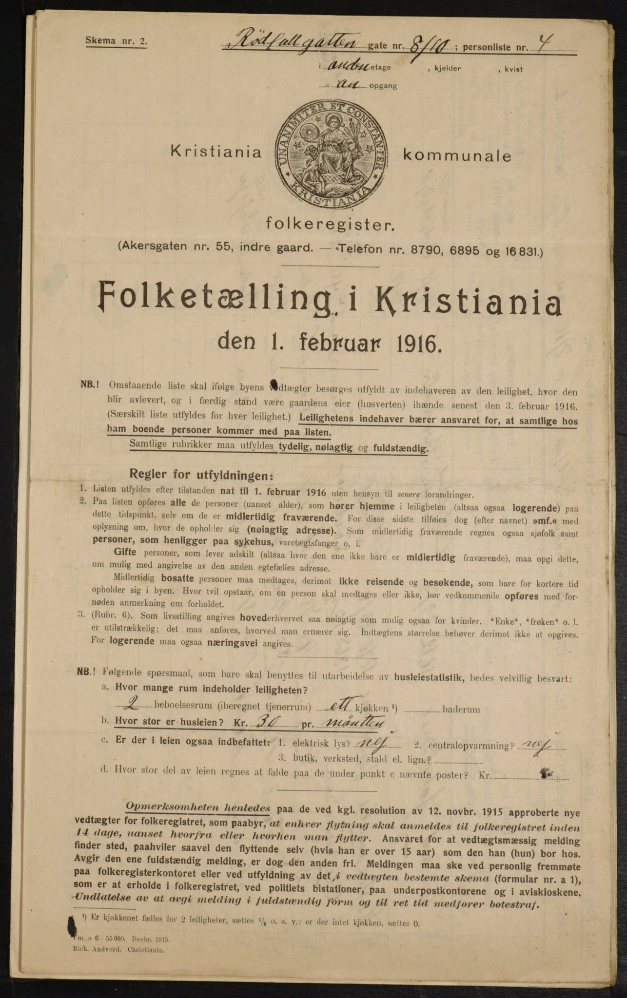 OBA, Municipal Census 1916 for Kristiania, 1916, p. 88127