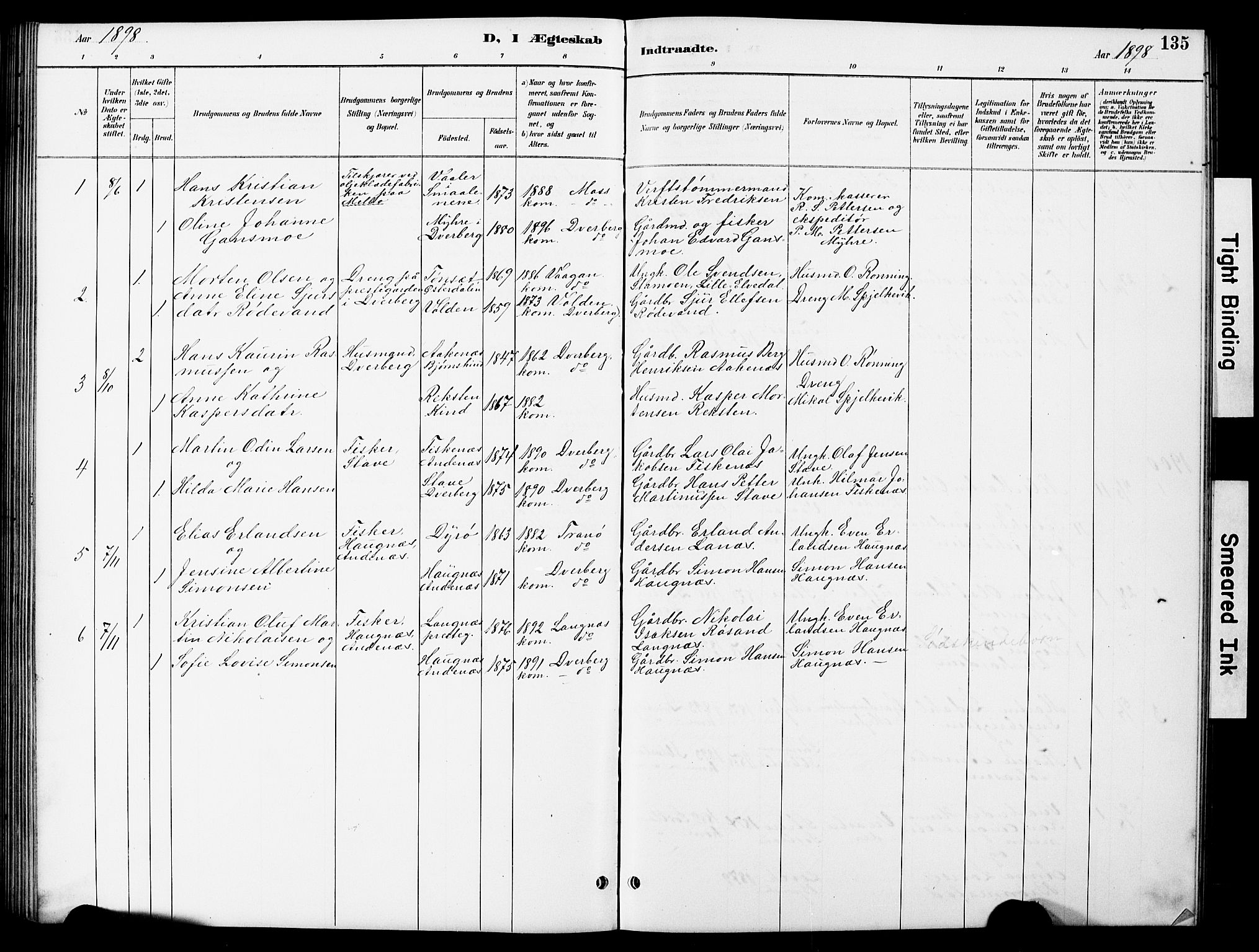 Ministerialprotokoller, klokkerbøker og fødselsregistre - Nordland, SAT/A-1459/897/L1413: Parish register (copy) no. 897C03, 1887-1903, p. 135