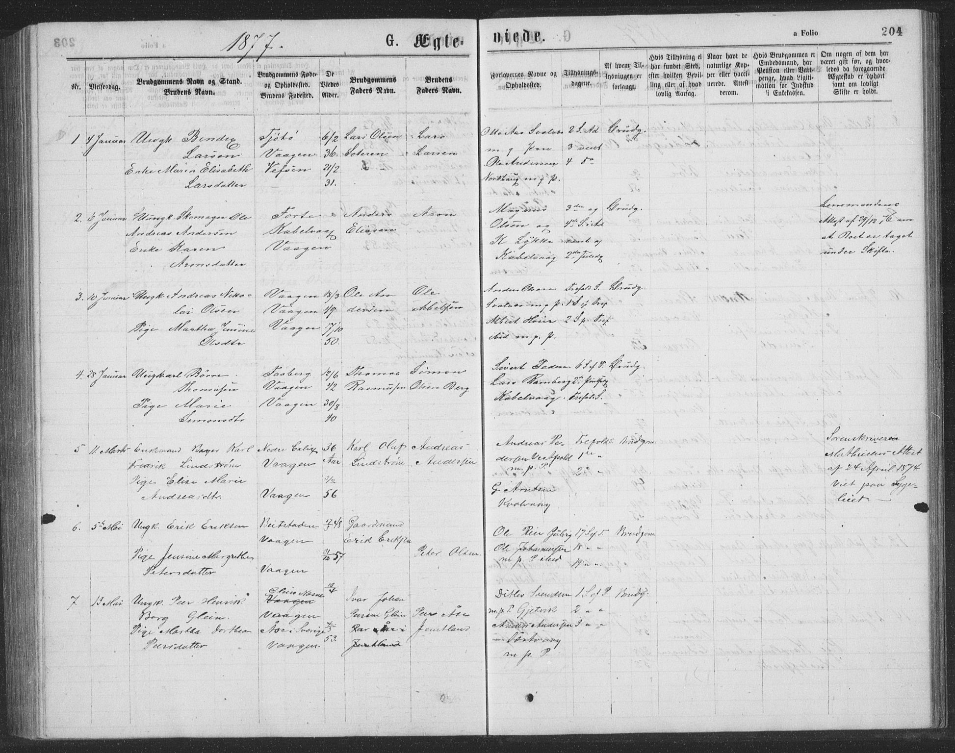 Ministerialprotokoller, klokkerbøker og fødselsregistre - Nordland, SAT/A-1459/874/L1075: Parish register (copy) no. 874C04, 1876-1883, p. 204