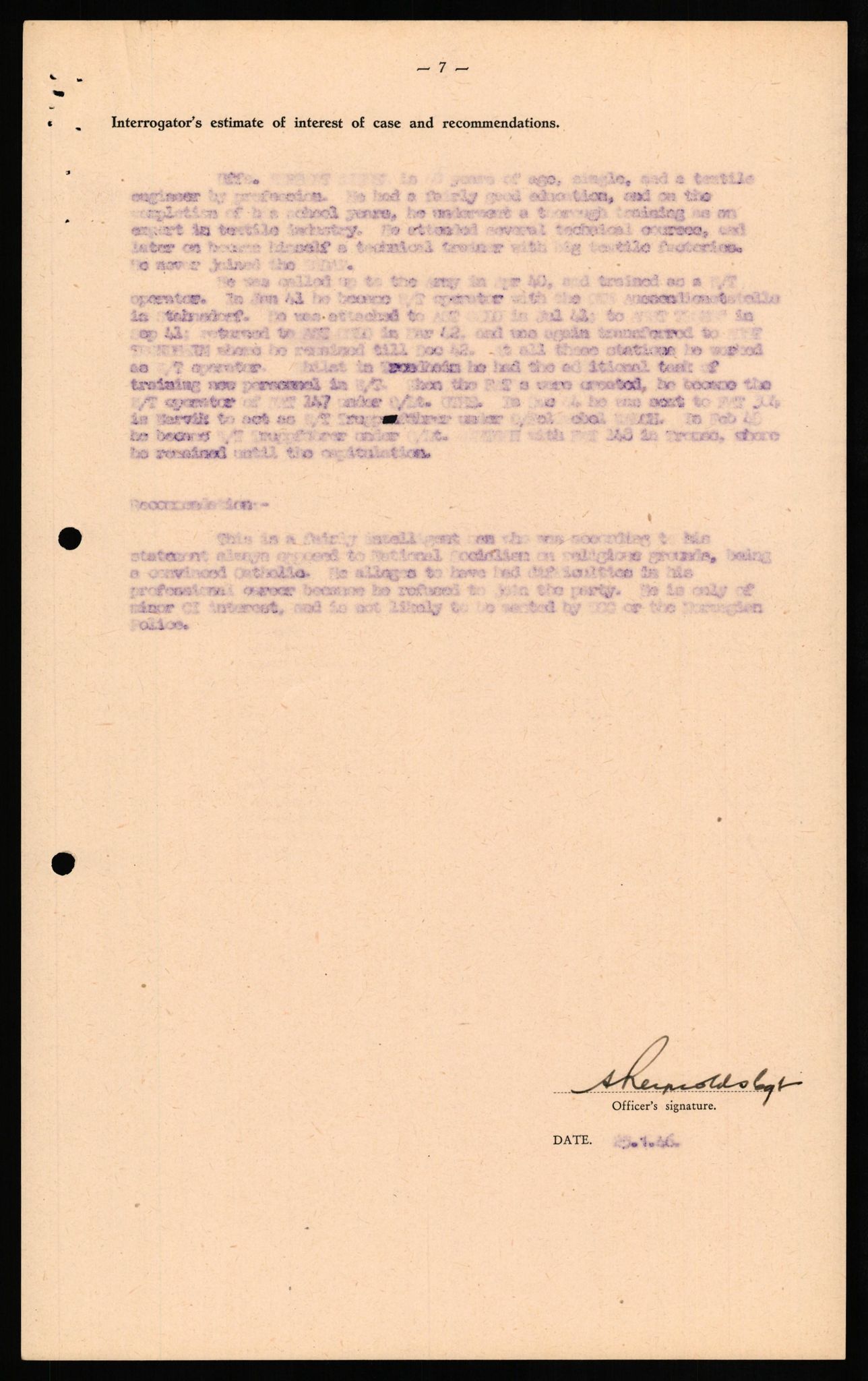 Forsvaret, Forsvarets overkommando II, AV/RA-RAFA-3915/D/Db/L0027: CI Questionaires. Tyske okkupasjonsstyrker i Norge. Tyskere., 1945-1946, p. 364