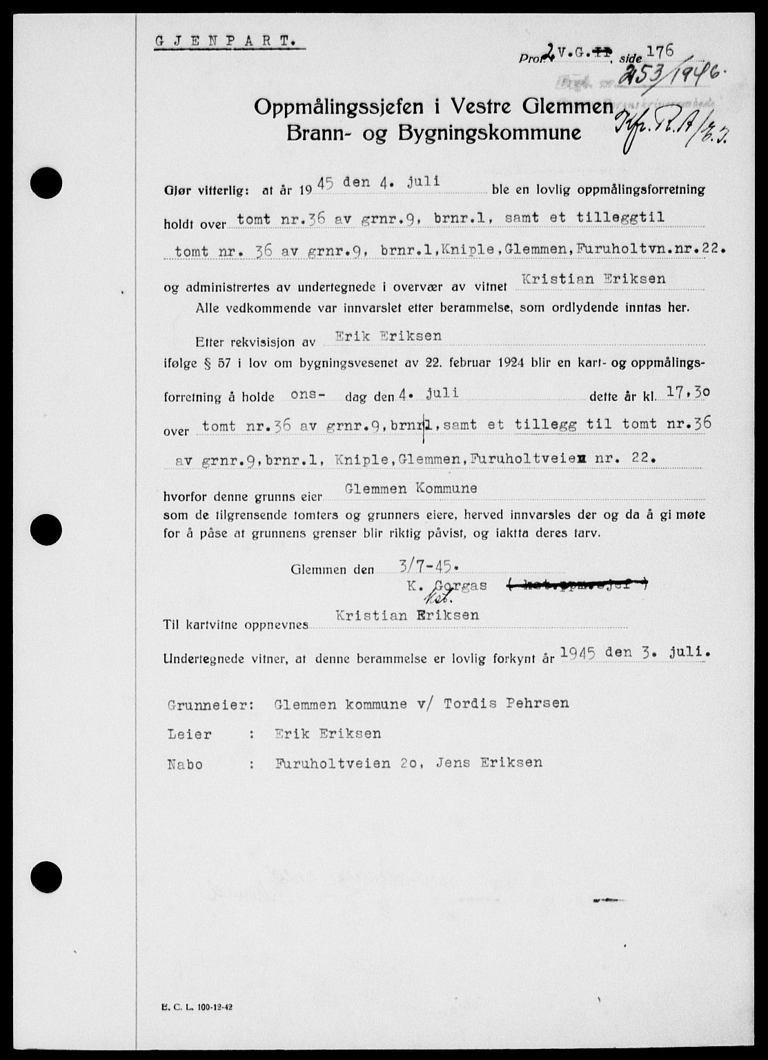 Onsøy sorenskriveri, SAO/A-10474/G/Ga/Gab/L0015: Mortgage book no. II A-15, 1945-1946, Diary no: : 253/1946