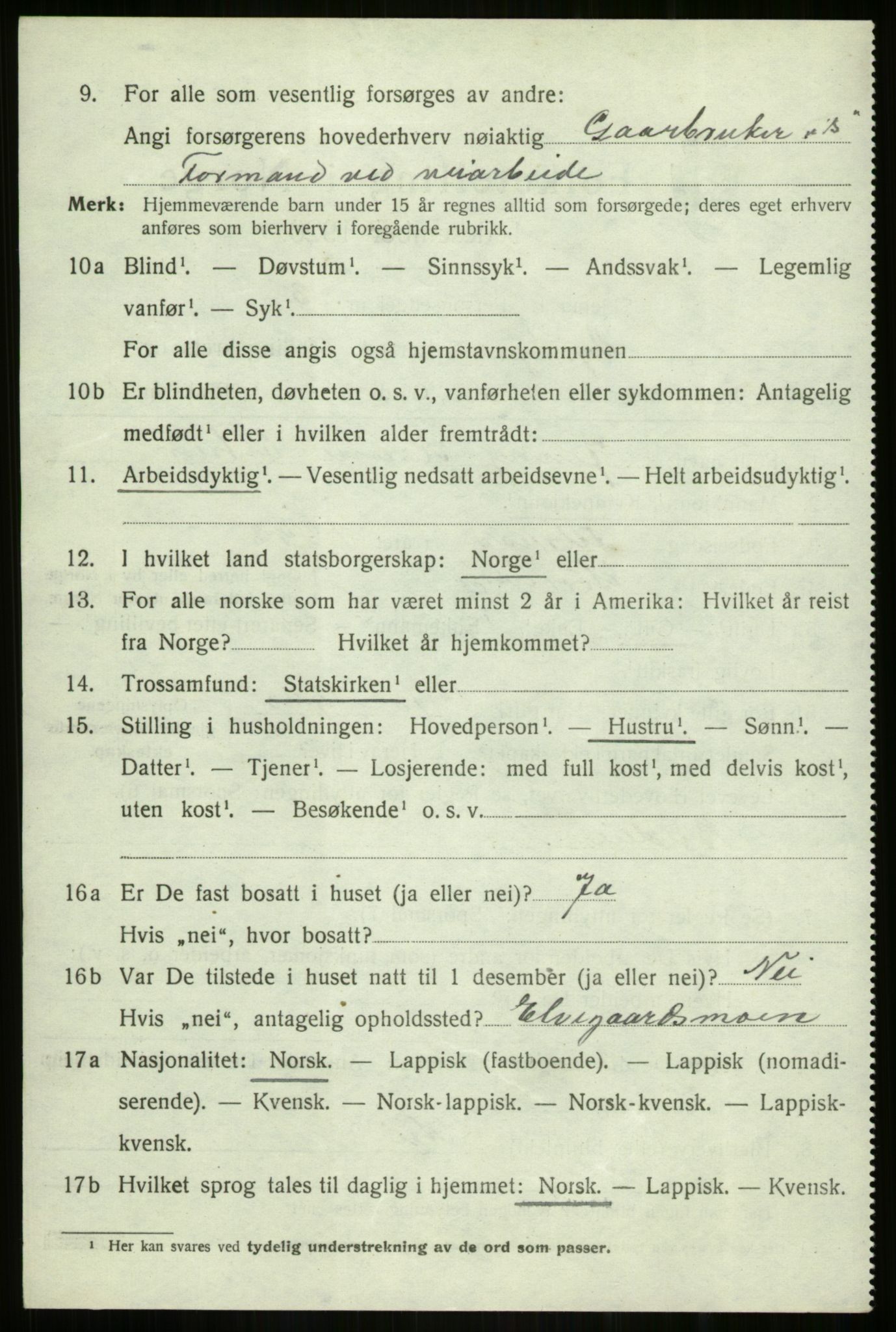 SATØ, 1920 census for Dyrøy, 1920, p. 1278