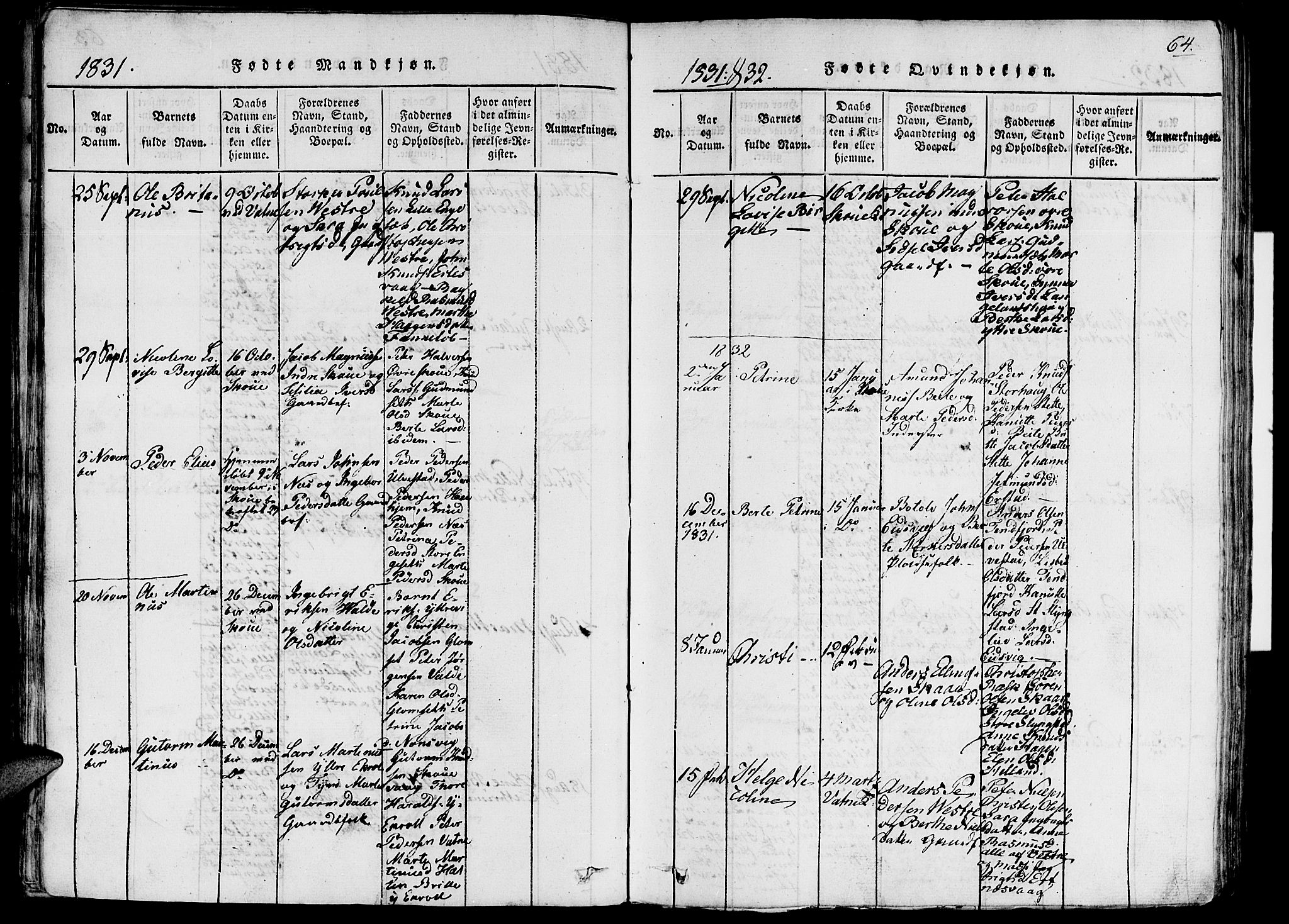 Ministerialprotokoller, klokkerbøker og fødselsregistre - Møre og Romsdal, AV/SAT-A-1454/524/L0351: Parish register (official) no. 524A03, 1816-1838, p. 64