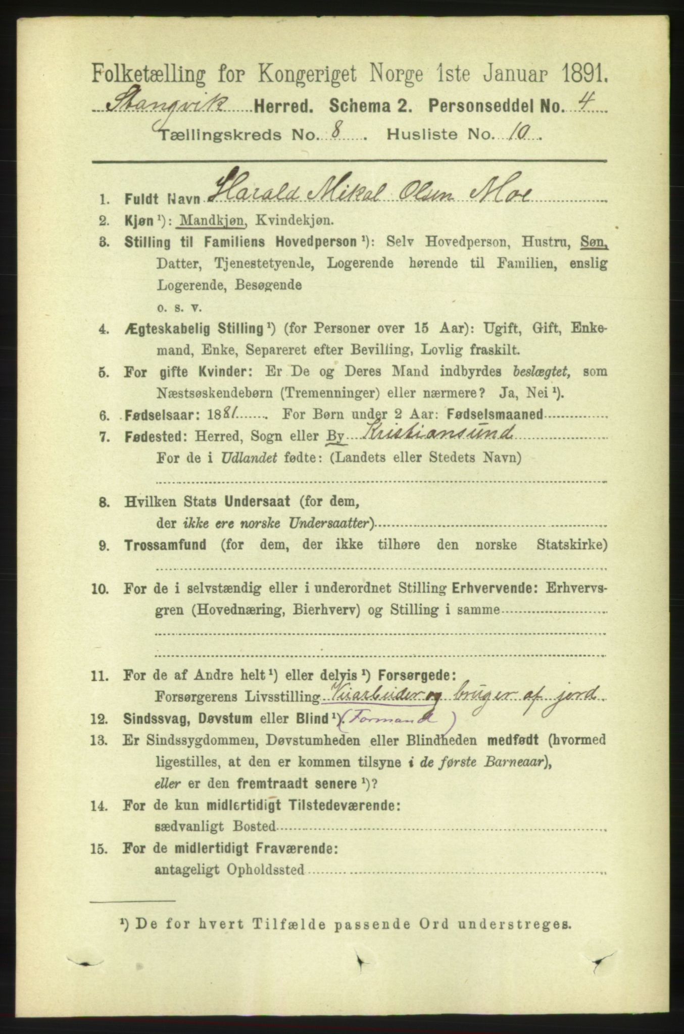 RA, 1891 census for 1564 Stangvik, 1891, p. 3403