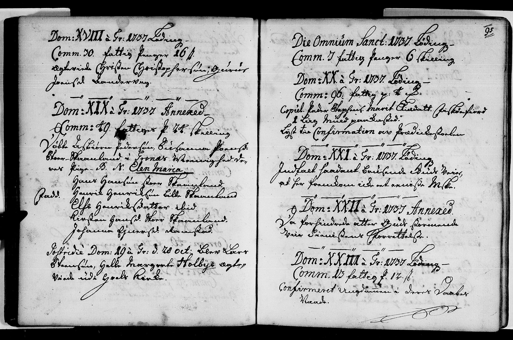 Ministerialprotokoller, klokkerbøker og fødselsregistre - Nordland, AV/SAT-A-1459/872/L1028: Parish register (official) no. 872A03, 1734-1764, p. 94-95