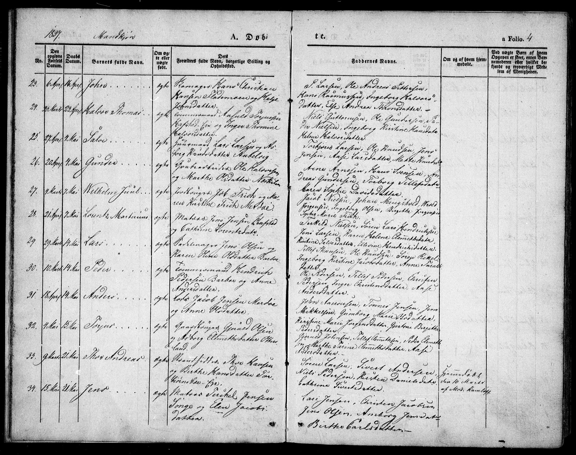 Tromøy sokneprestkontor, AV/SAK-1111-0041/F/Fa/L0004: Parish register (official) no. A 4, 1837-1846, p. 4