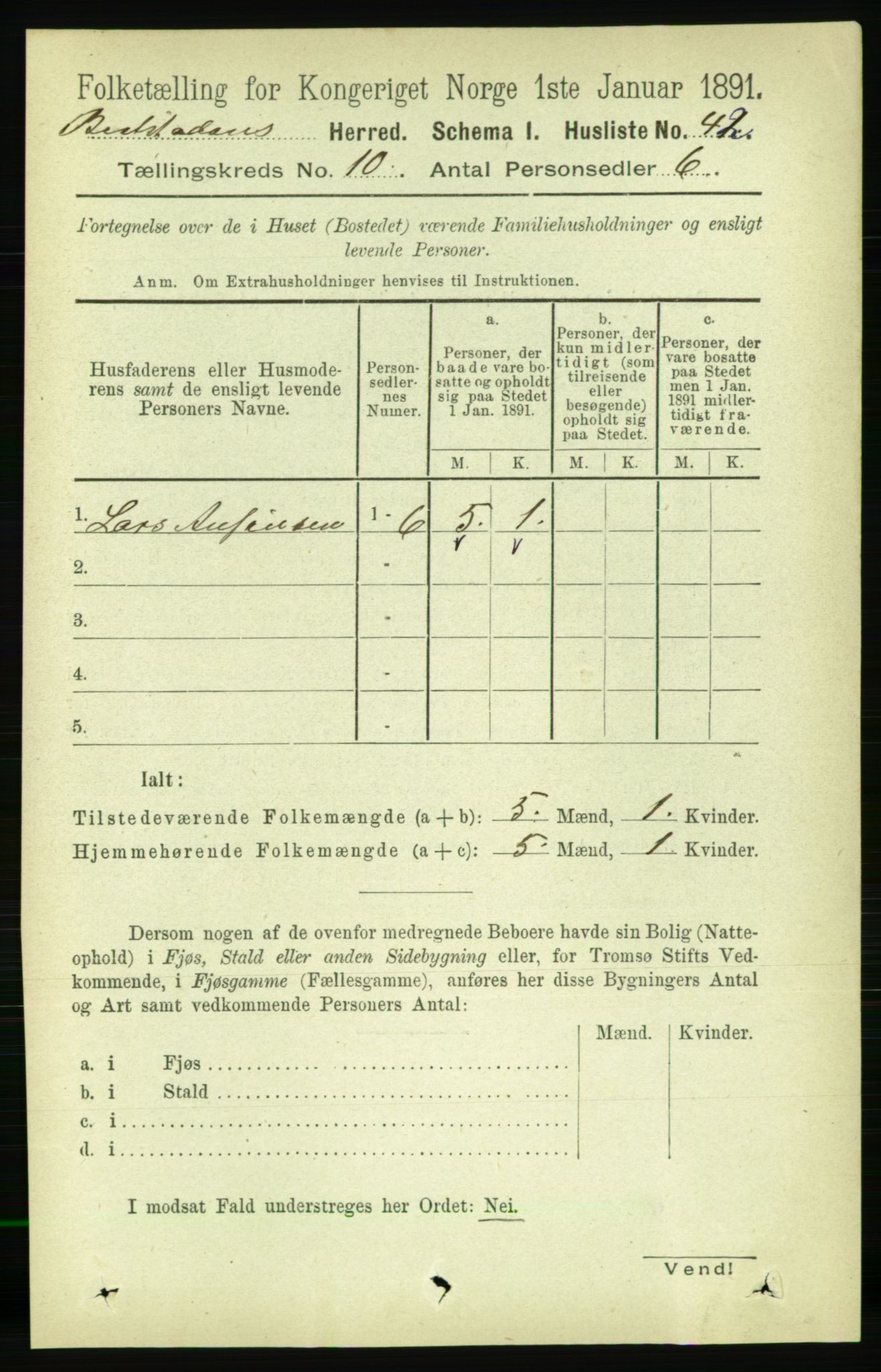 RA, 1891 census for 1727 Beitstad, 1891, p. 2727