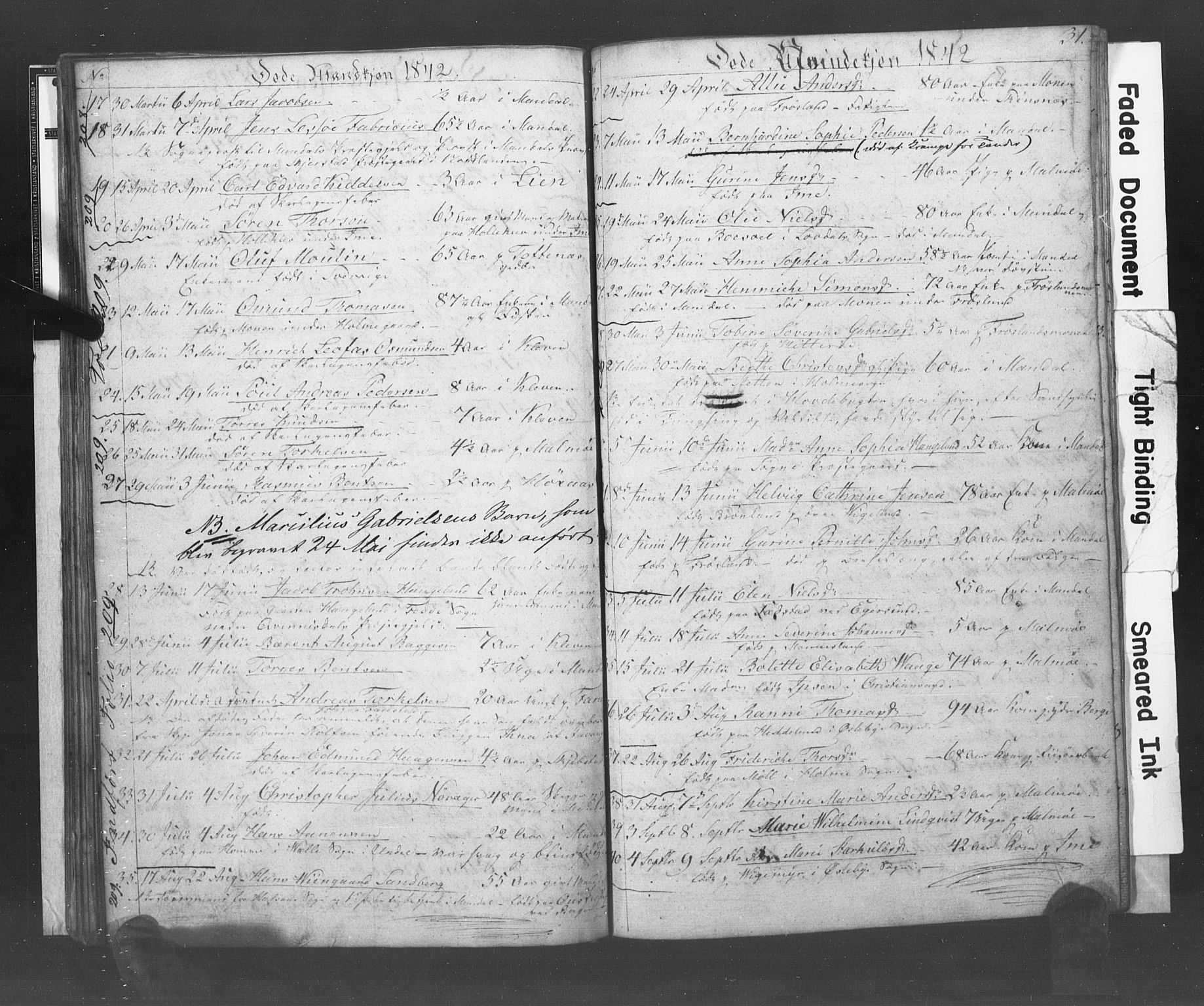 Mandal sokneprestkontor, AV/SAK-1111-0030/F/Fb/Fba/L0005: Parish register (copy) no. B 1E, 1842-1845, p. 31