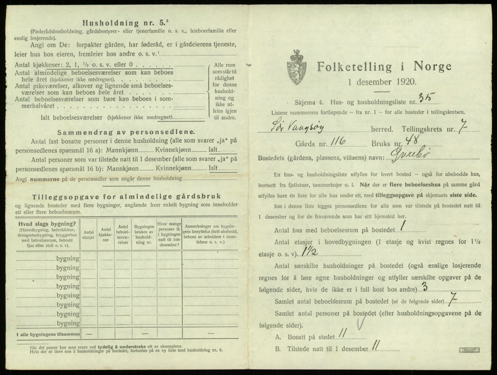 SAB, 1920 census for Sør-Vågsøy, 1920, p. 533